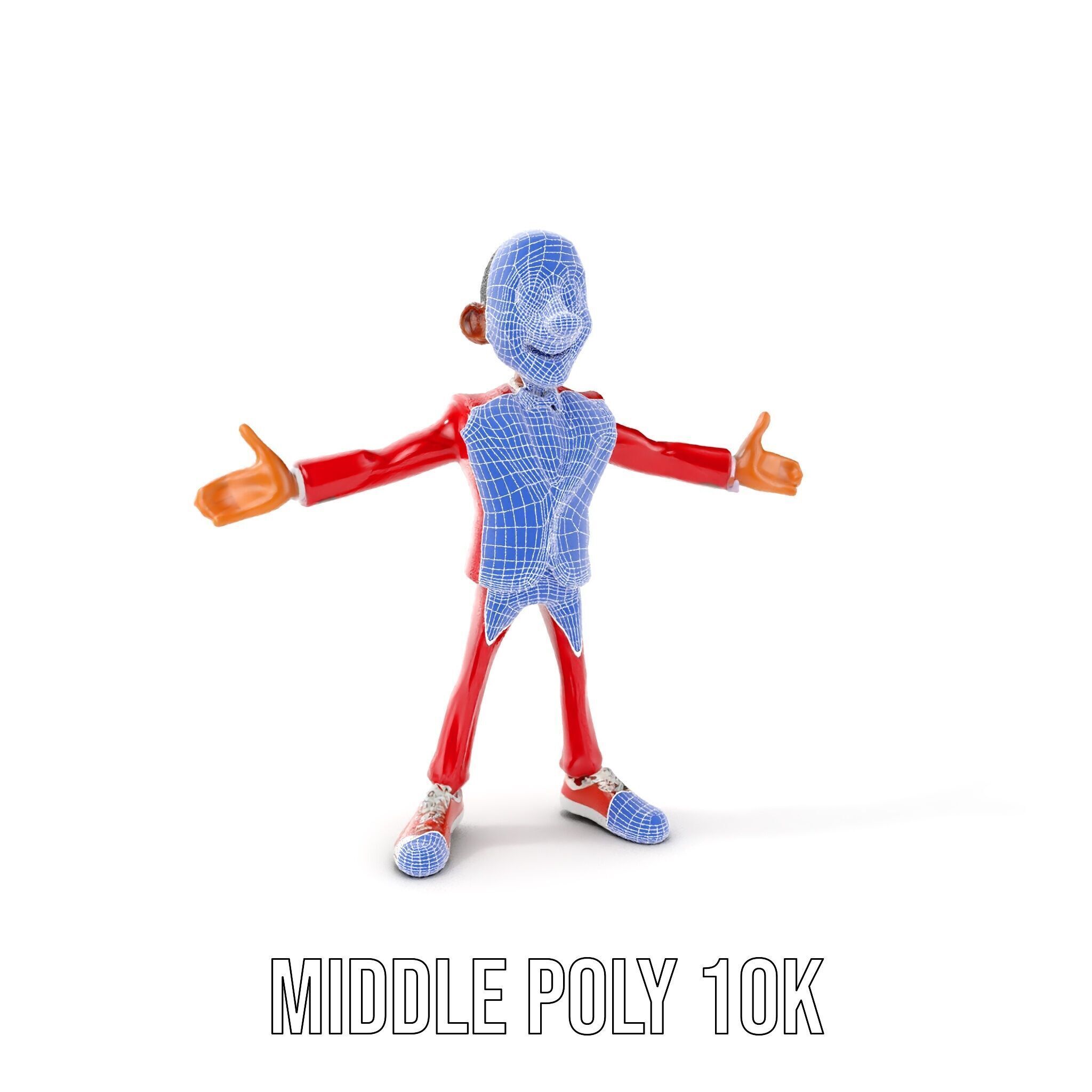 Red Suit Character Rigged and Animated for Games and VR Low-poly 3D model_27