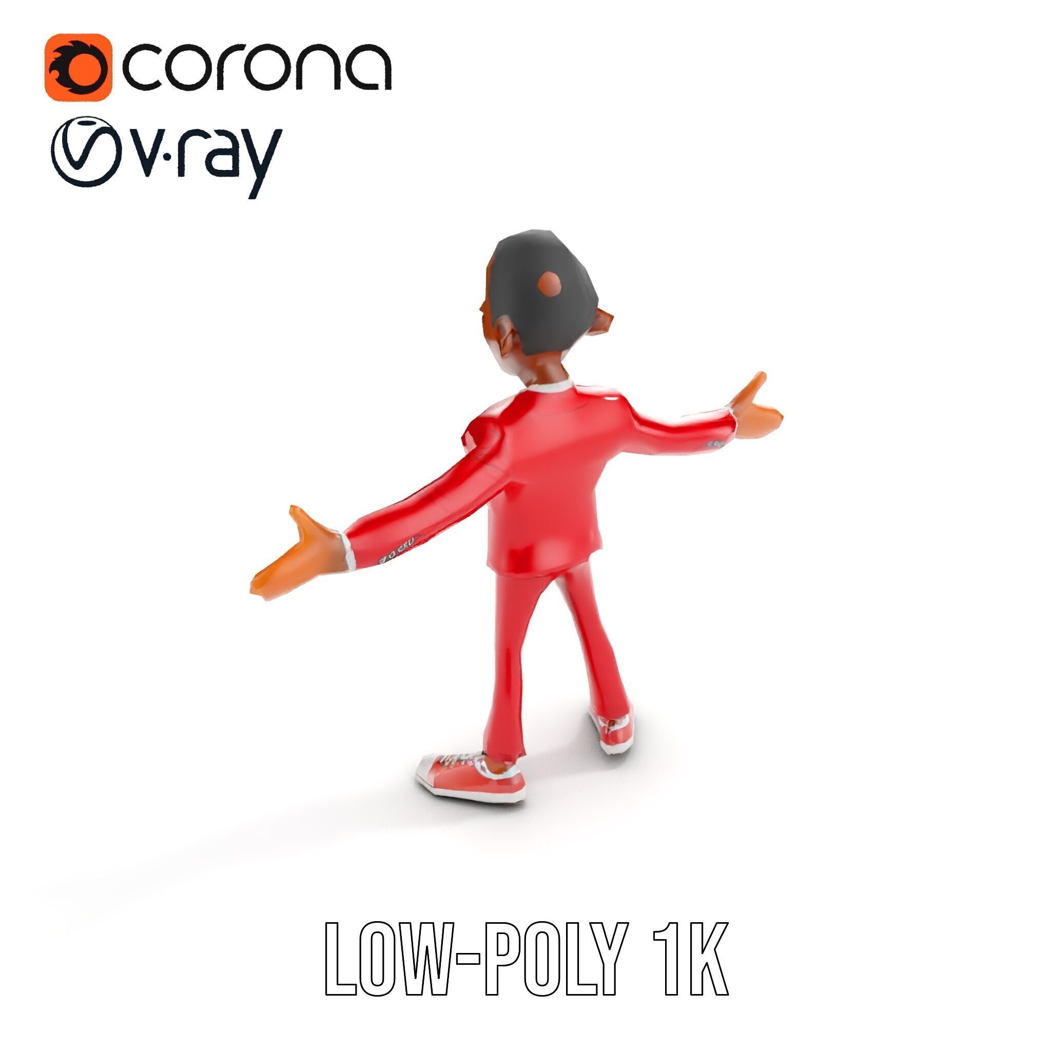 Red Suit Character Rigged and Animated for Games and VR Low-poly 3D model_18