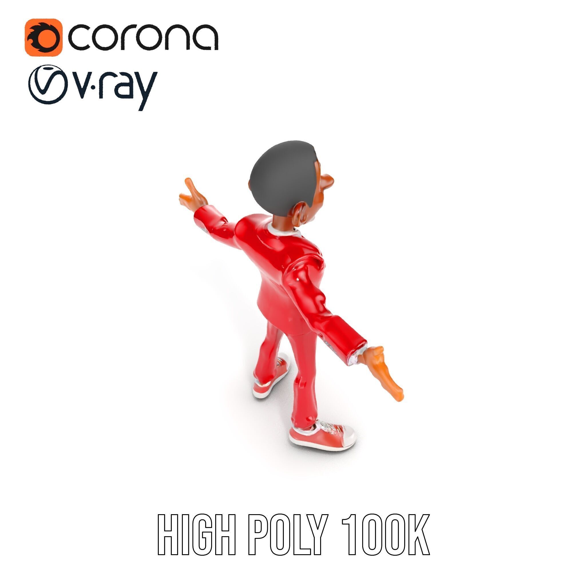 Red Suit Character Rigged and Animated for Games and VR Low-poly 3D model_29