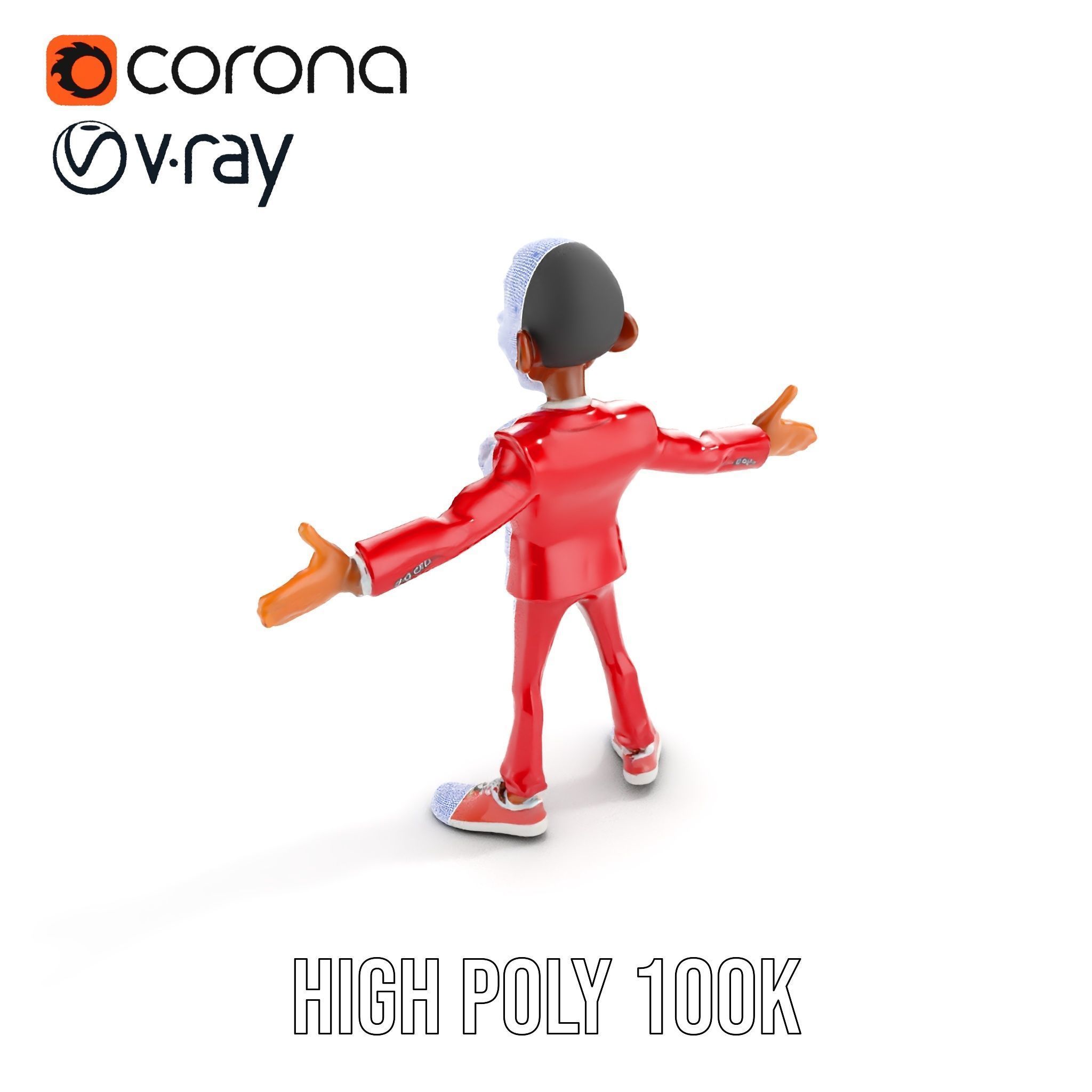 Red Suit Character Rigged and Animated for Games and VR Low-poly 3D model_32