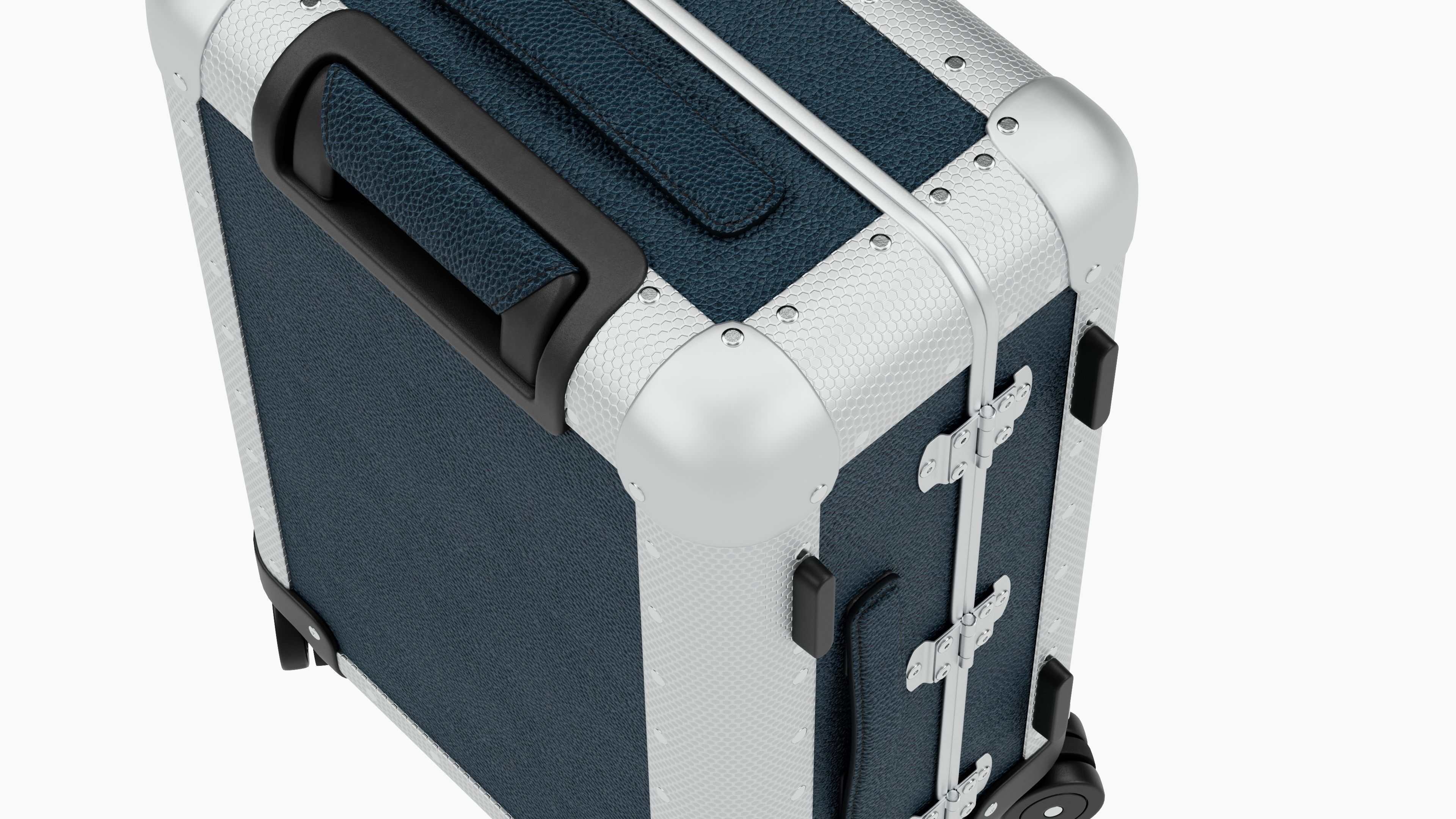 Trolley - Aluminum and Blue Leather - PBR 3D Model Low-poly 3D model_4