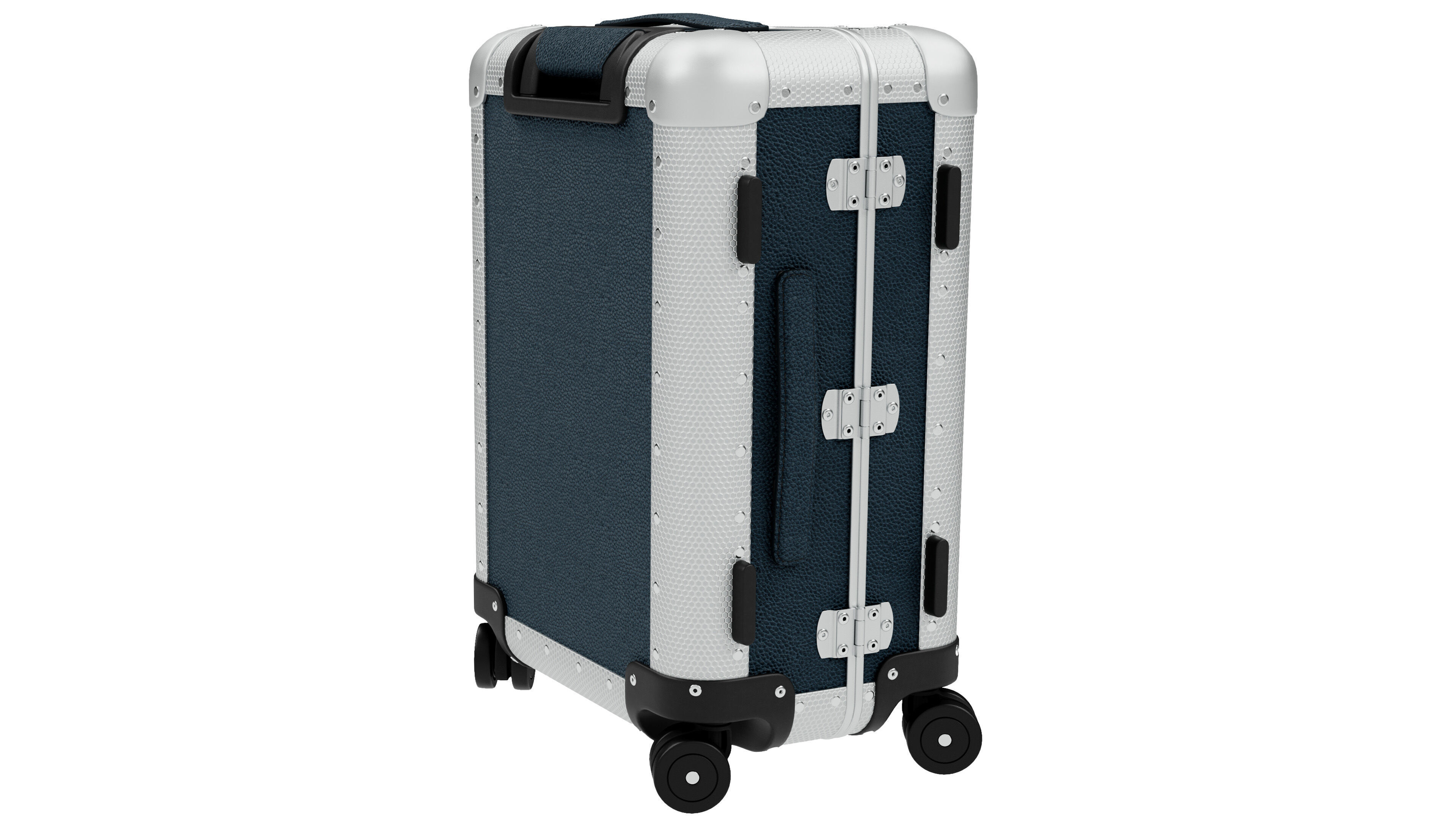 Trolley - Aluminum and Blue Leather - PBR 3D Model Low-poly 3D model_3