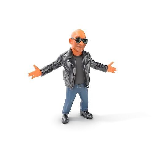 Cool Biker Hero Rigged and Animated Character Model Low-poly 3D model