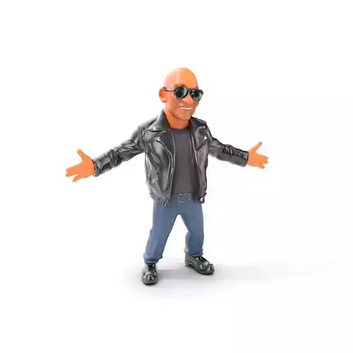 Cool Biker Hero Rigged and Animated Character Model Low-poly 3D model