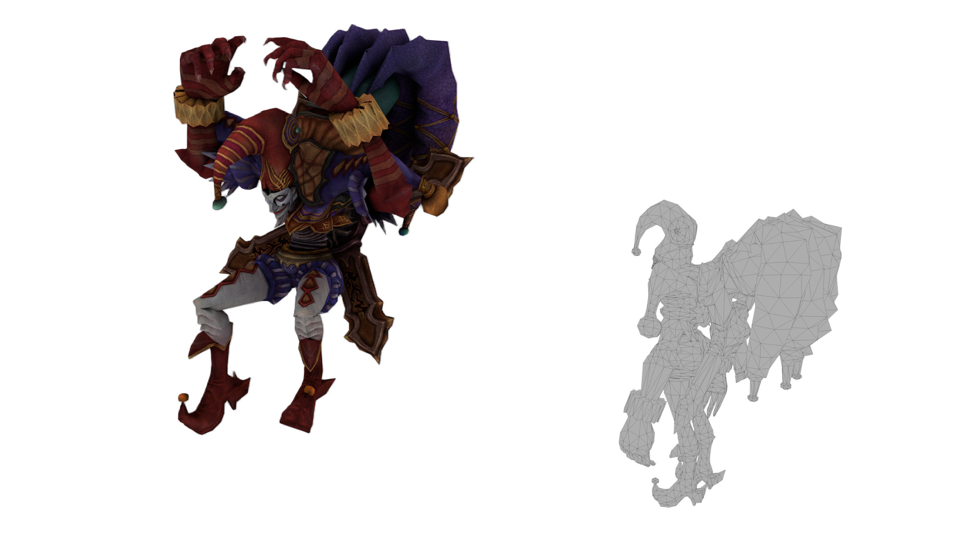 Fantasy Jester Demon 3D Character Game Ready C4D FBX OBJ Low-poly 3D model_1