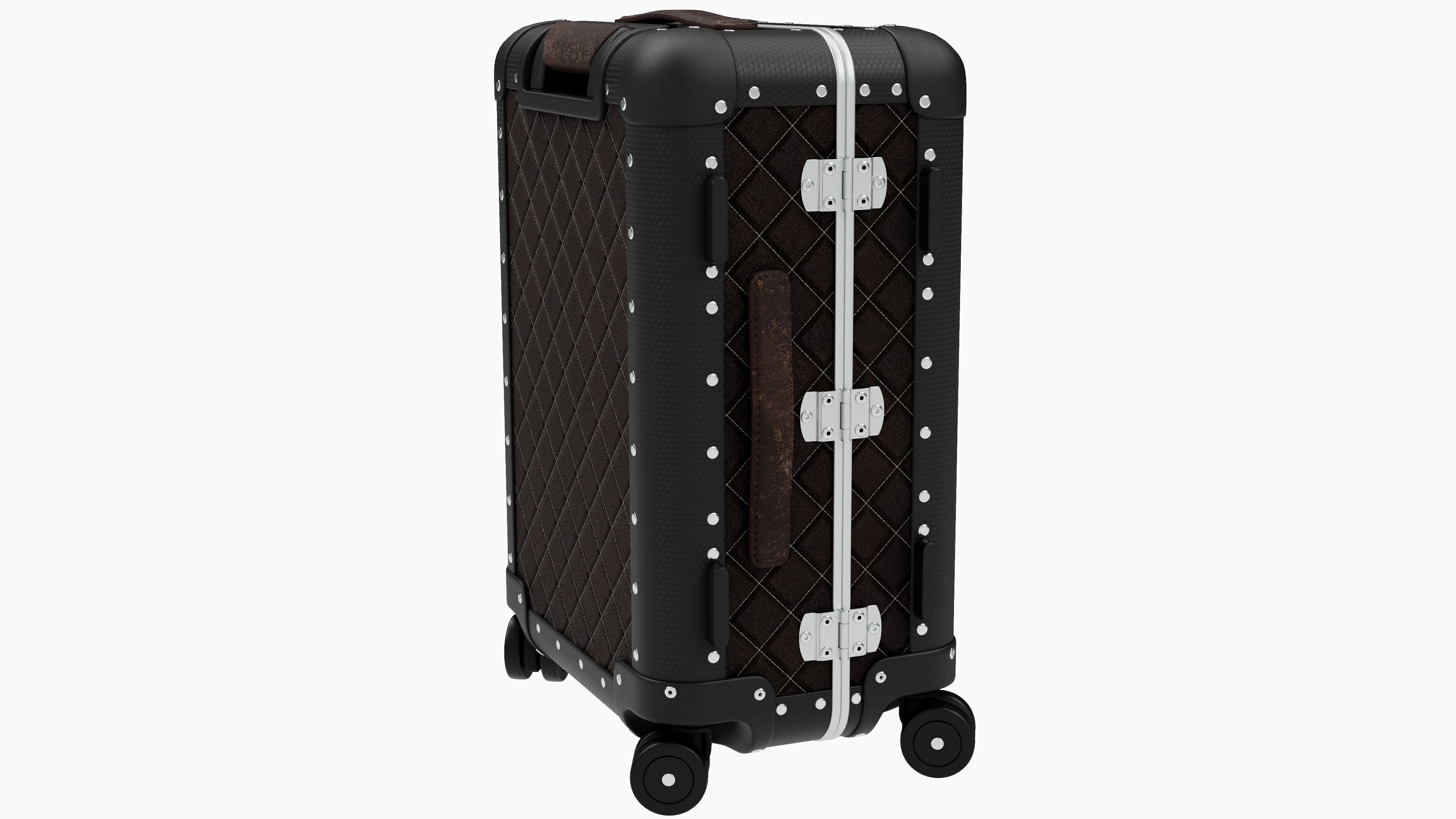 Luxury Travel Trolley -  Quilted Black Leather - PBR 3D Model Low-poly 3D model_3
