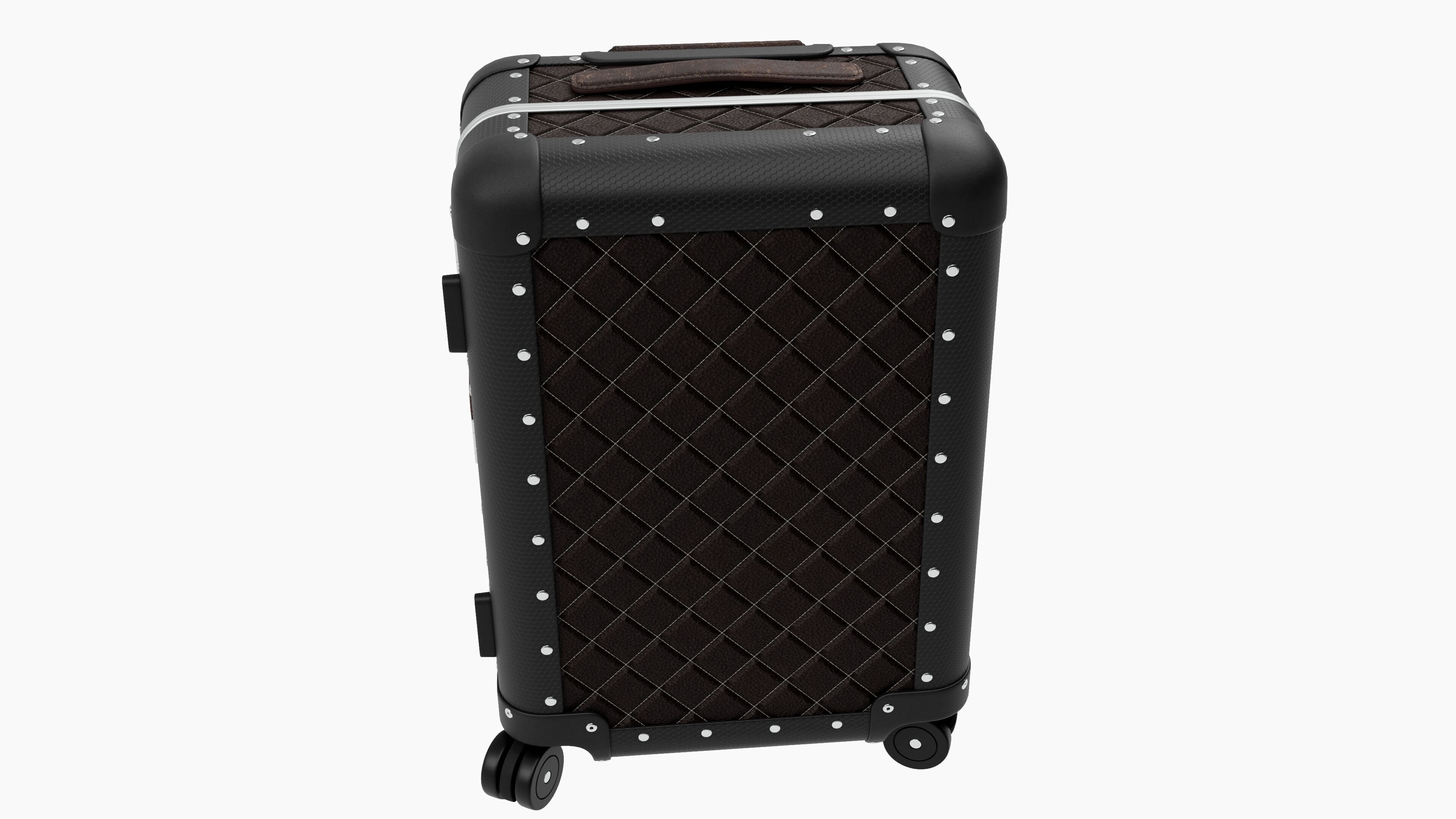 Luxury Travel Trolley -  Quilted Black Leather - PBR 3D Model Low-poly 3D model_2