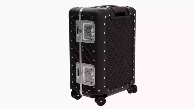 Luxury Travel Trolley -  Quilted Black Leather - PBR 3D Model Low-poly 3D model