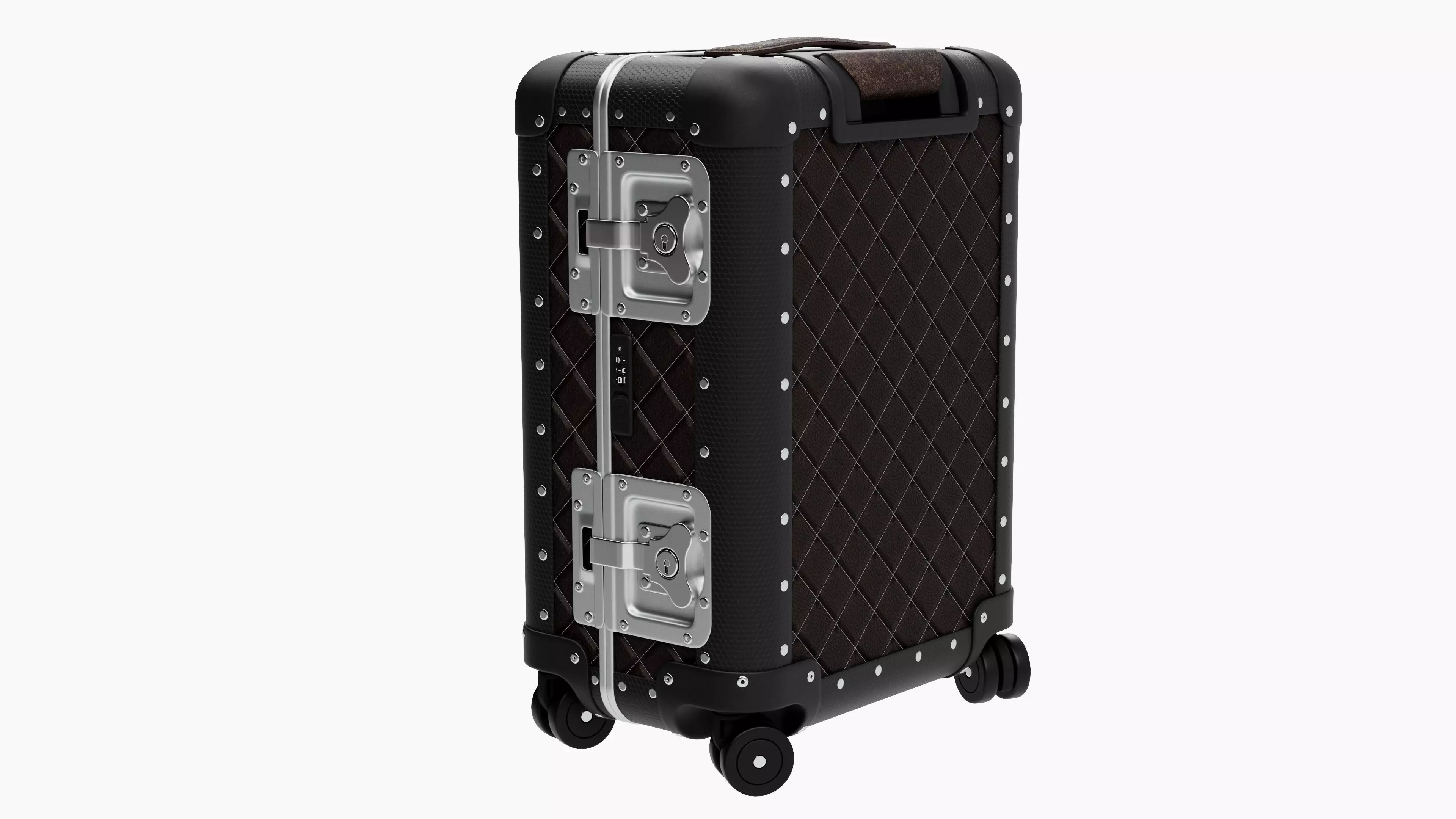 Luxury Travel Trolley -  Quilted Black Leather - PBR 3D Model Low-poly 3D model_0