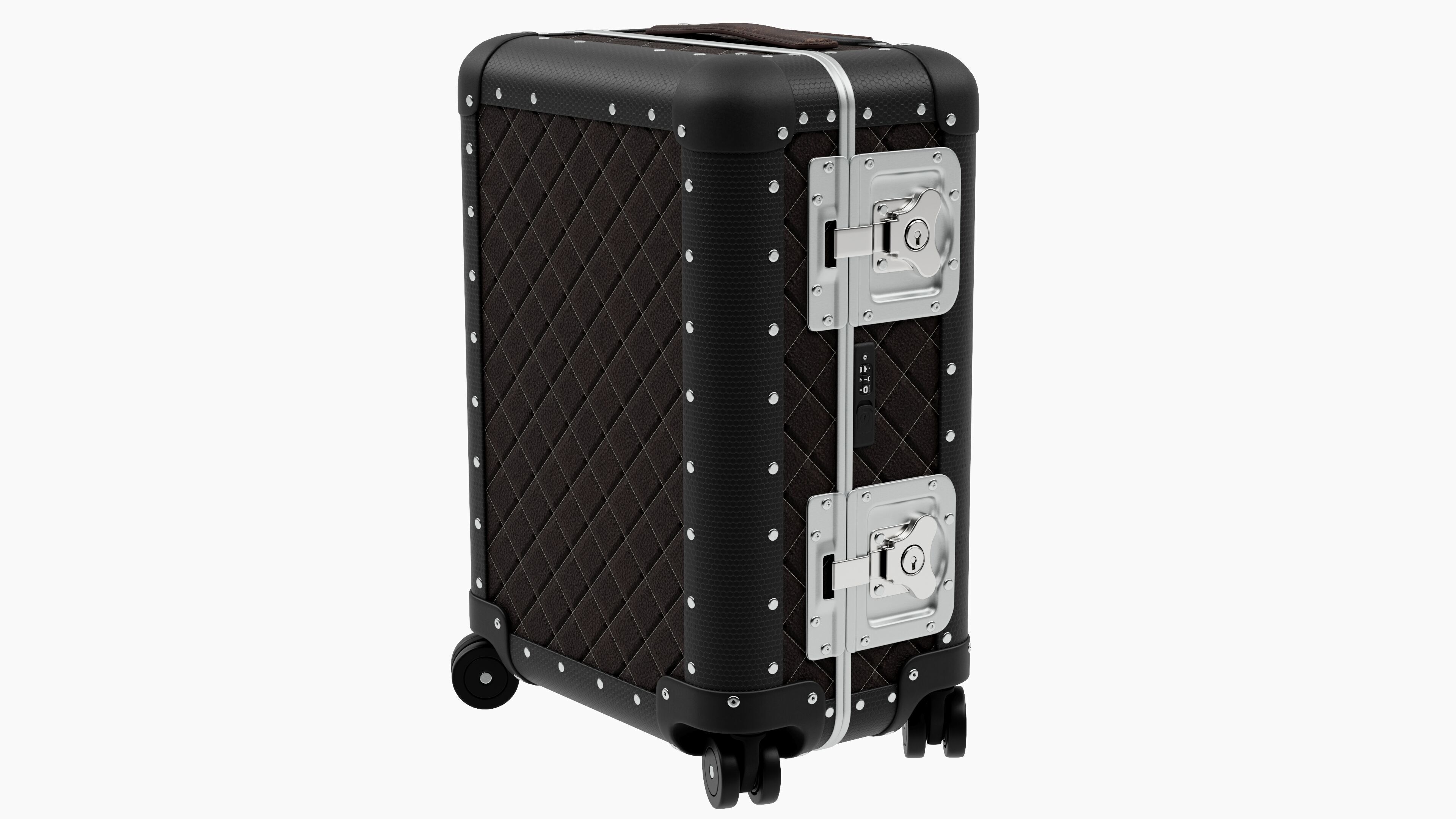 Luxury Travel Trolley -  Quilted Black Leather - PBR 3D Model Low-poly 3D model_1