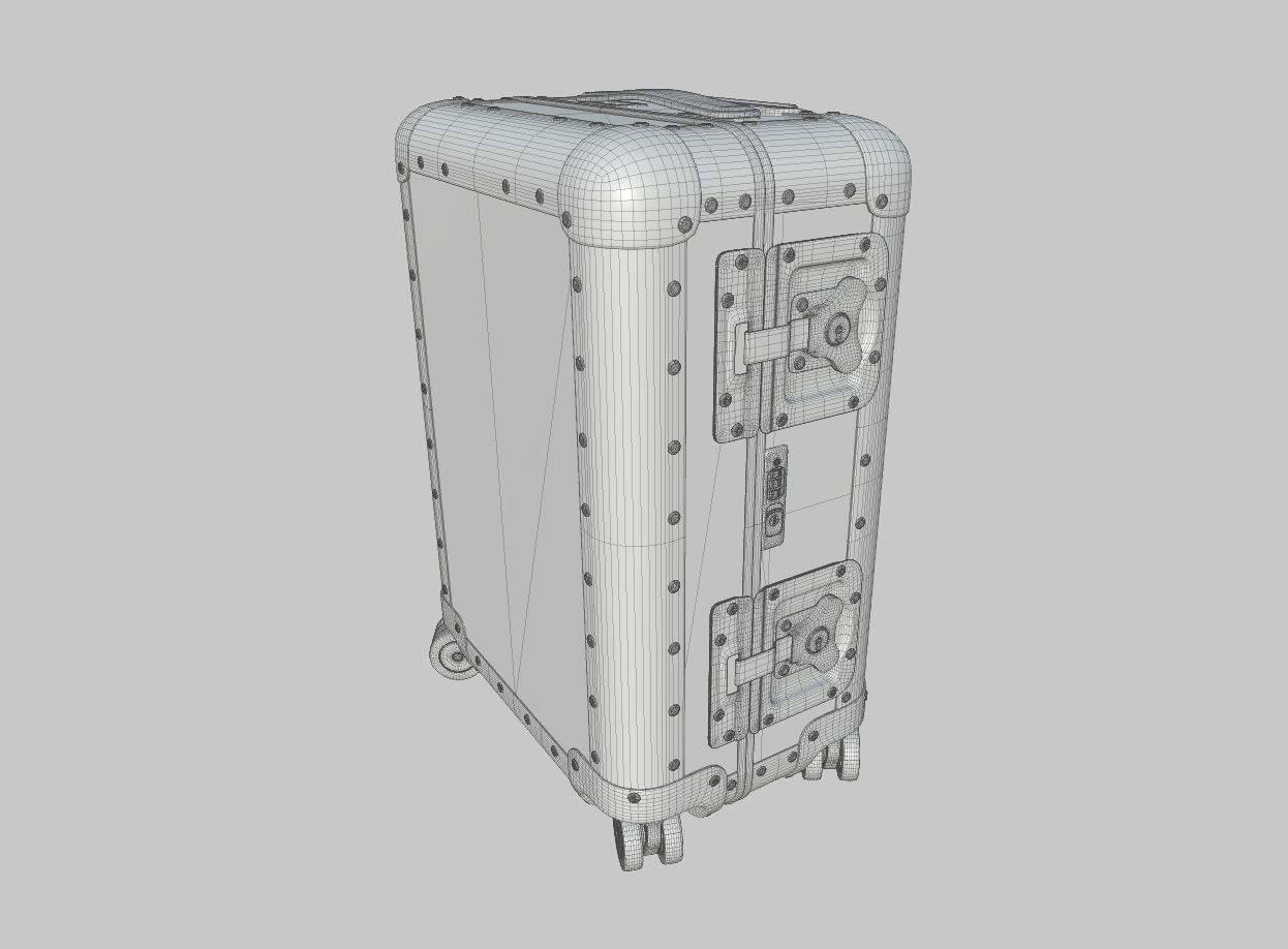 Luxury Travel Trolley -  Quilted Black Leather - PBR 3D Model Low-poly 3D model_10