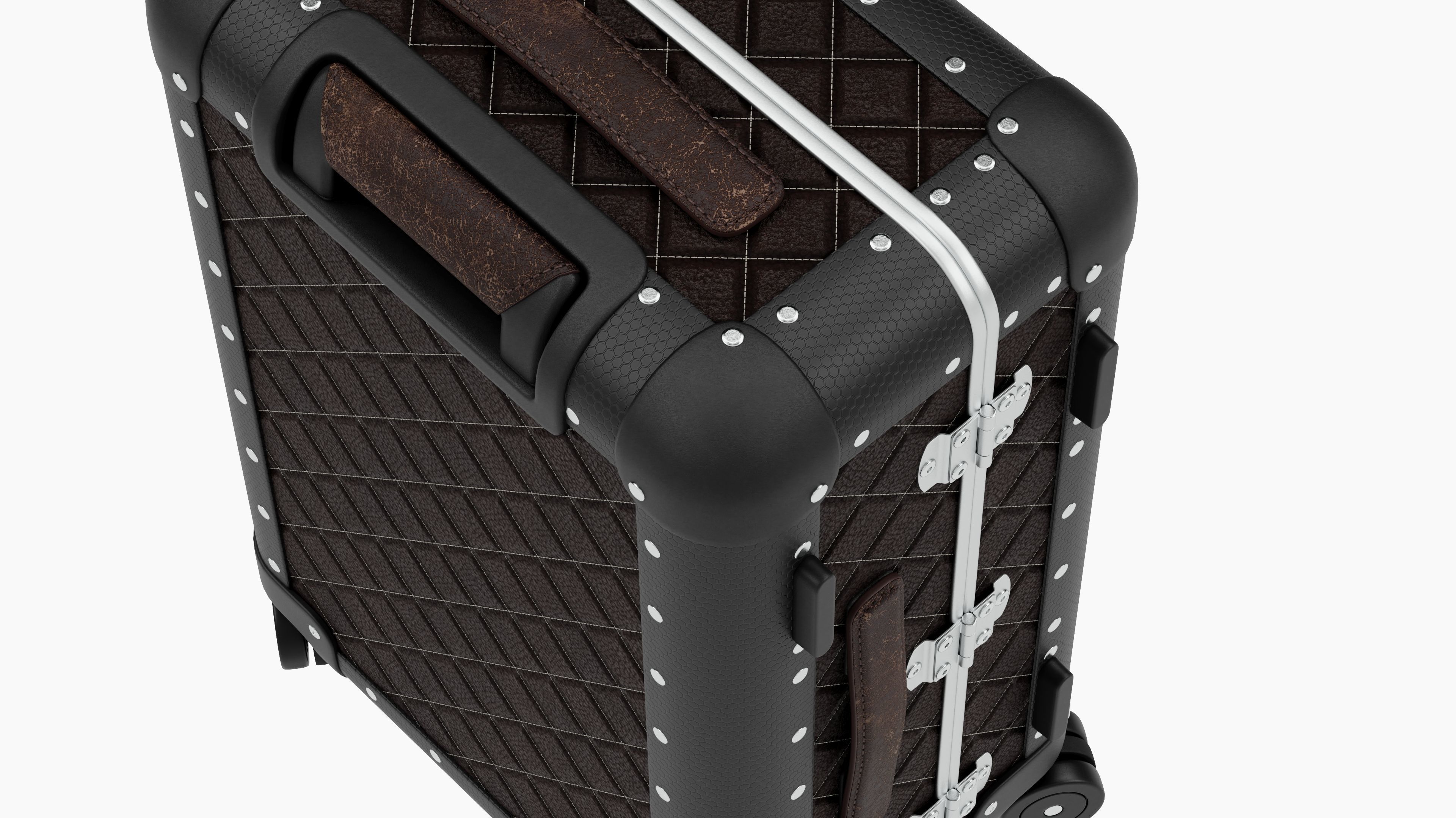 Luxury Travel Trolley -  Quilted Black Leather - PBR 3D Model Low-poly 3D model_4