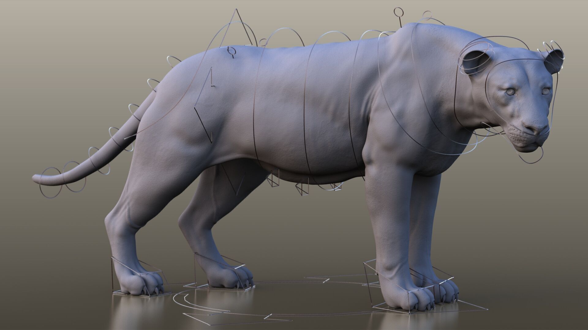 Lion B RIG XGEN CORE 3D model_14