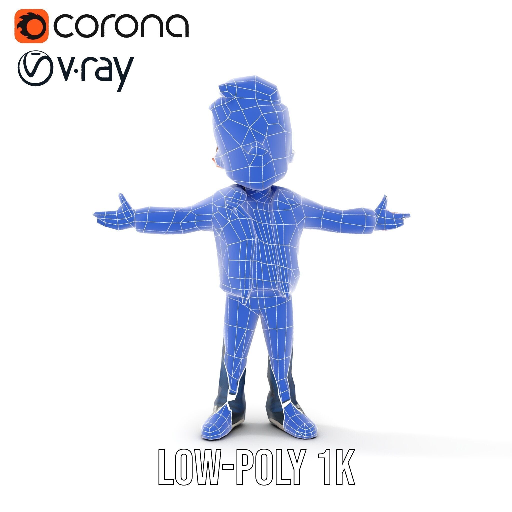 Energetic Leather Jacket Character Model Rigged and Animated Low-poly 3D model_26