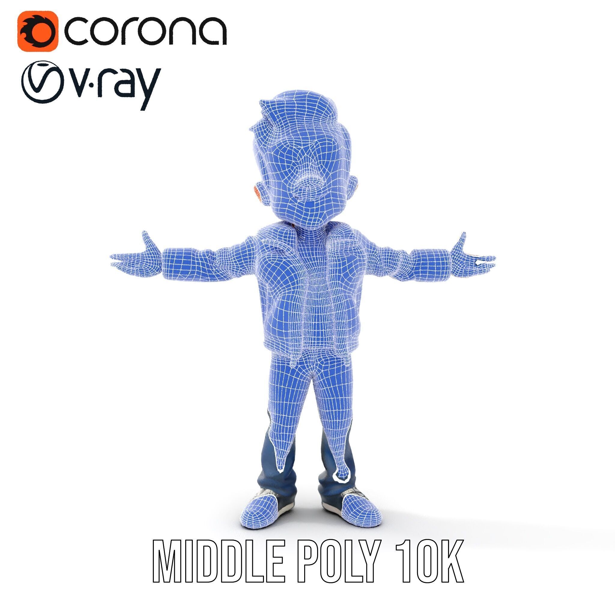 Energetic Leather Jacket Character Model Rigged and Animated Low-poly 3D model_33