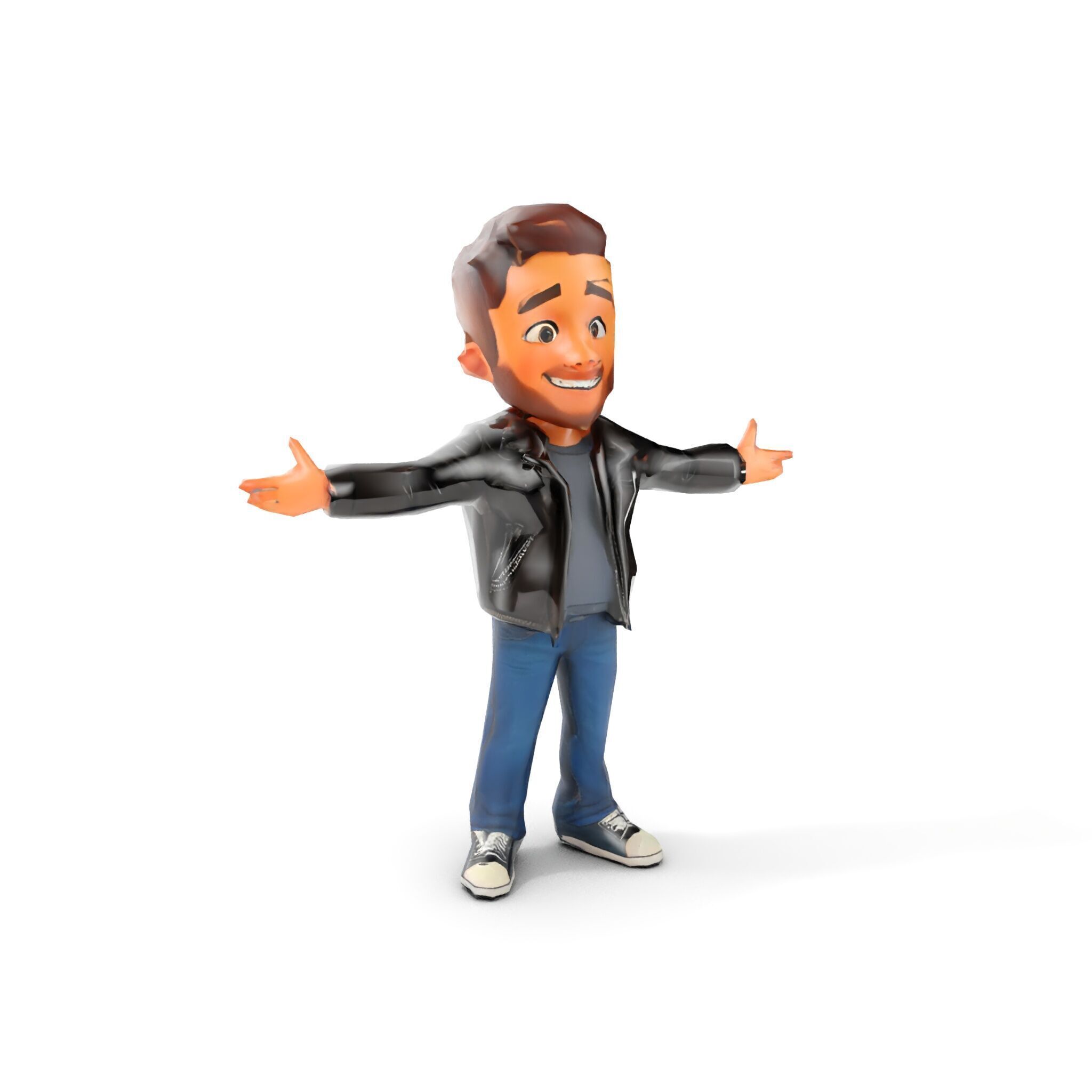 Energetic Leather Jacket Character Model Rigged and Animated Low-poly 3D model_12