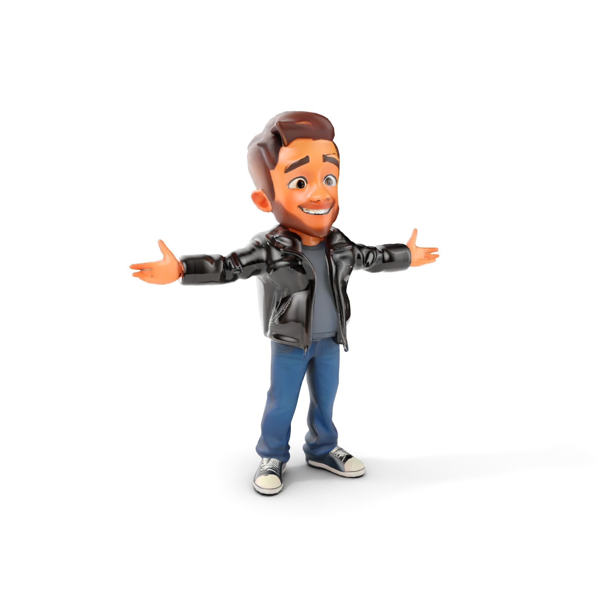 Energetic Leather Jacket Character Model Rigged and Animated Low-poly 3D model_30
