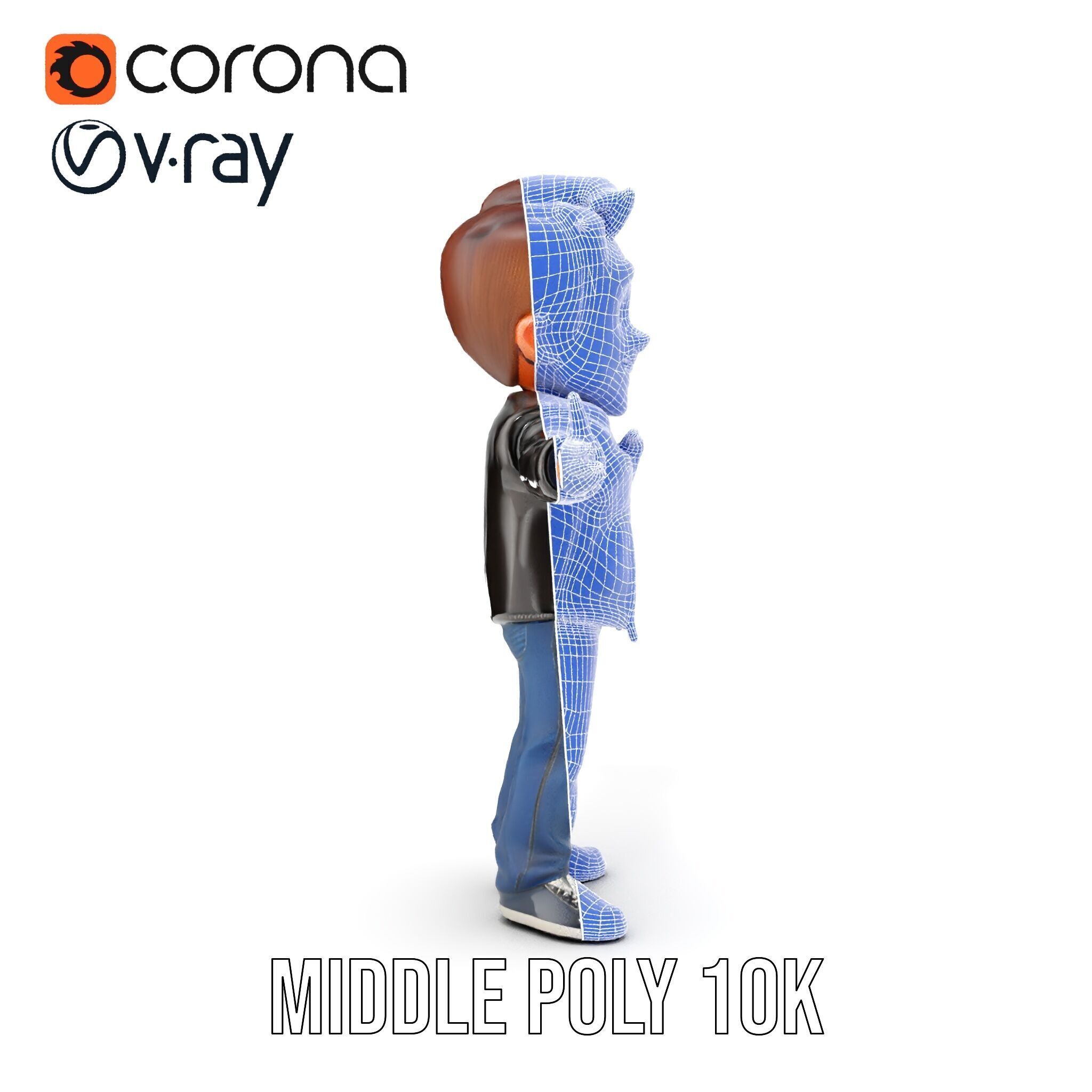 Energetic Leather Jacket Character Model Rigged and Animated Low-poly 3D model_35