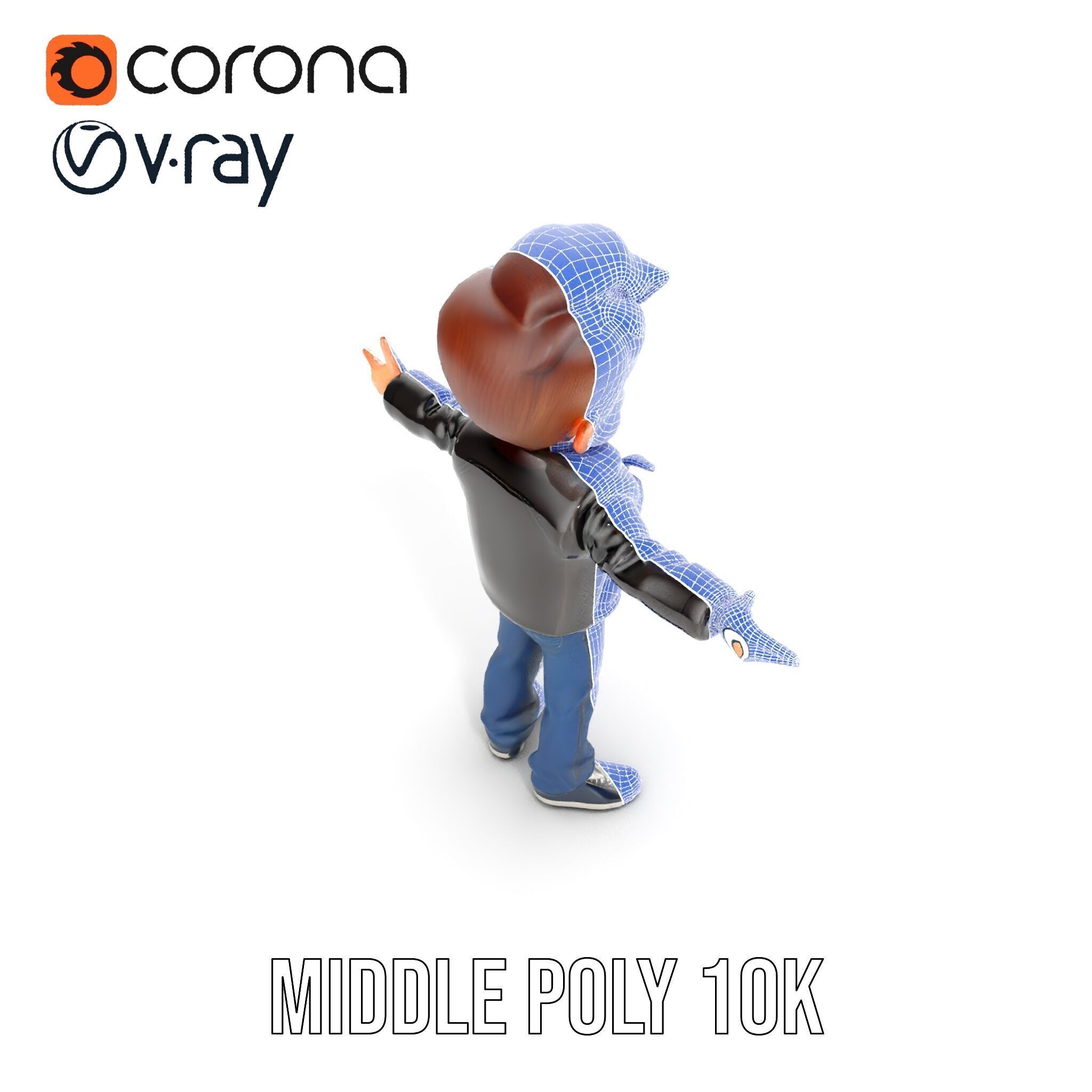 Energetic Leather Jacket Character Model Rigged and Animated Low-poly 3D model_28