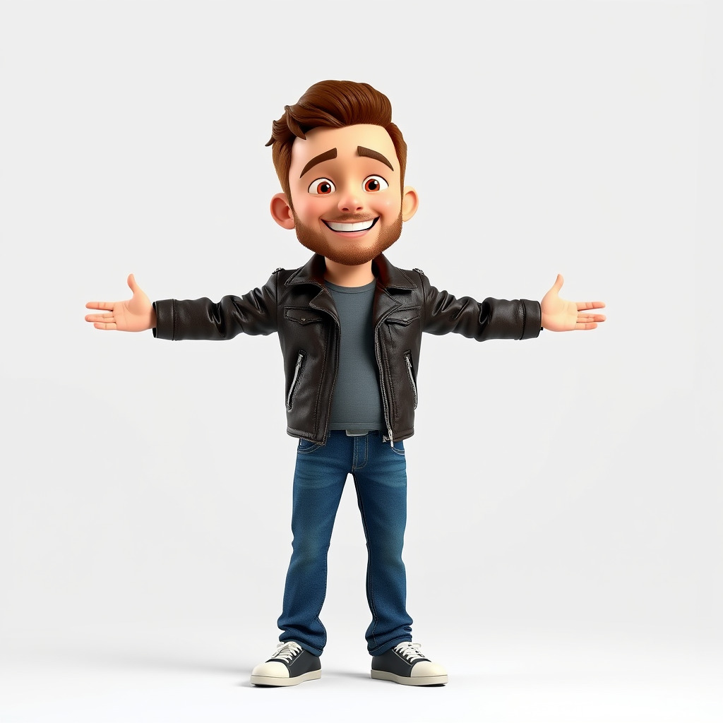 Energetic Leather Jacket Character Model Rigged and Animated Low-poly 3D model_3