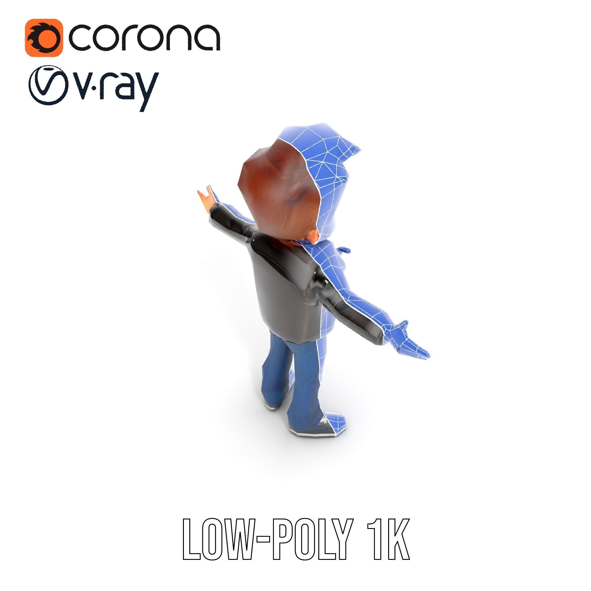 Energetic Leather Jacket Character Model Rigged and Animated Low-poly 3D model_29