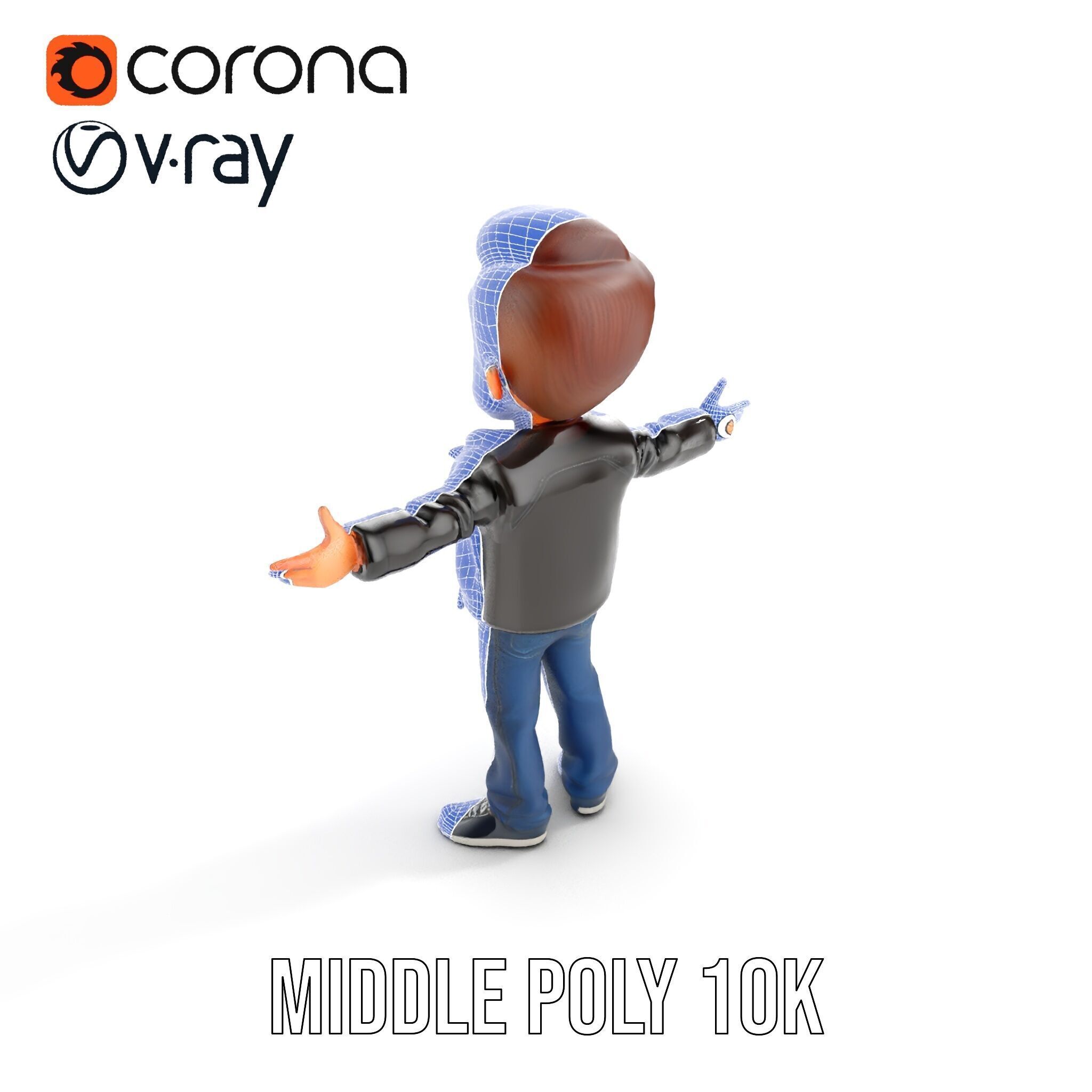 Energetic Leather Jacket Character Model Rigged and Animated Low-poly 3D model_22