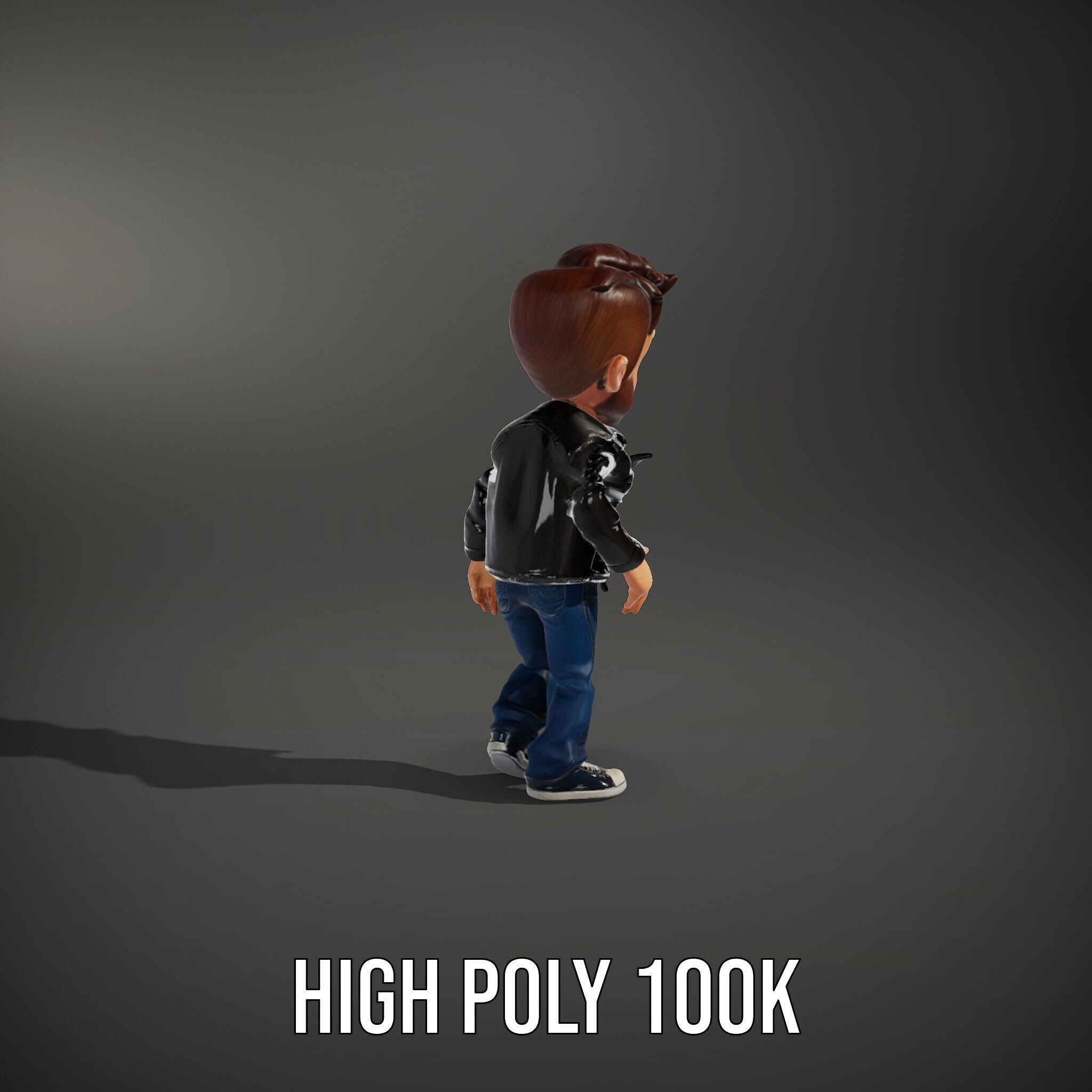 Energetic Leather Jacket Character Model Rigged and Animated Low-poly 3D model_38
