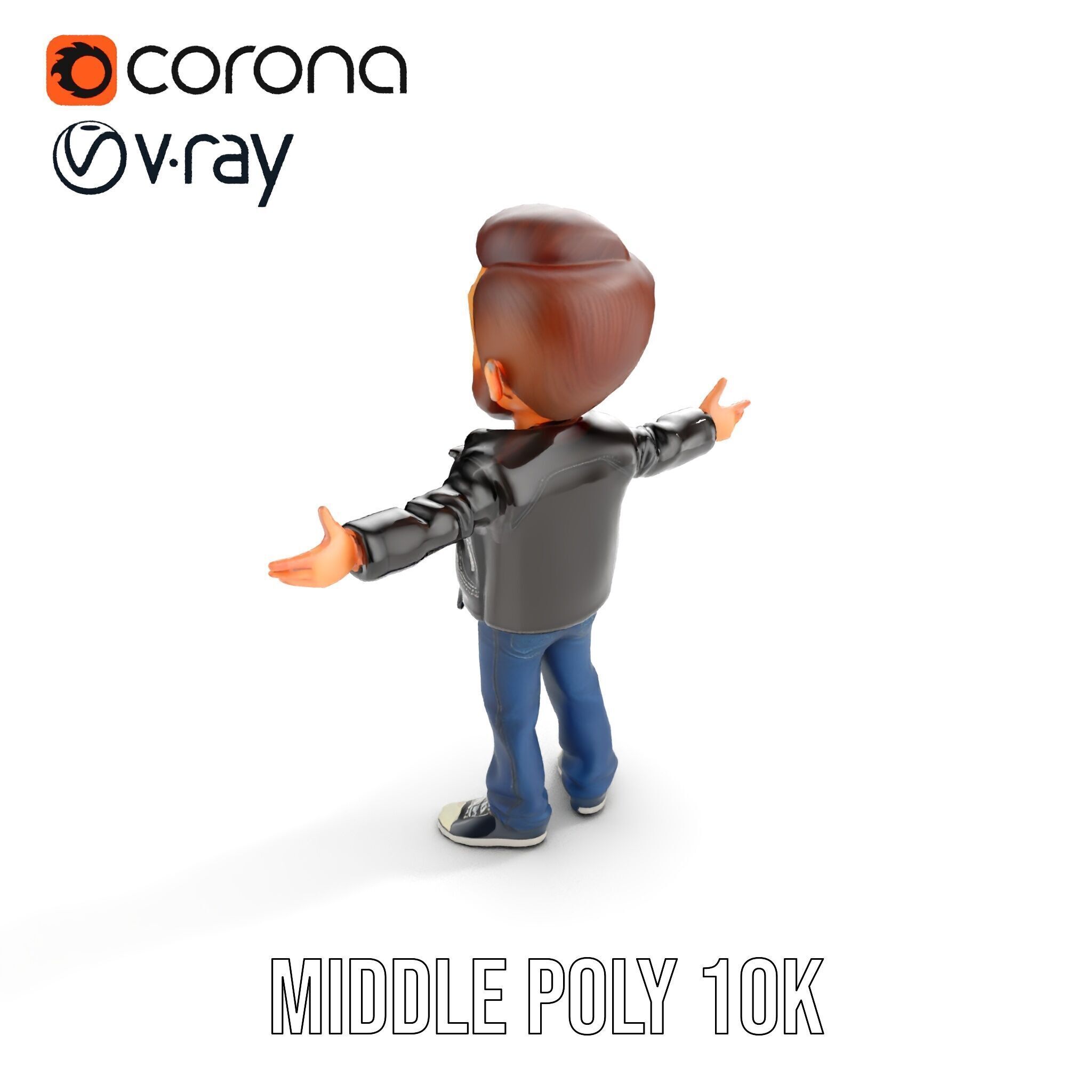 Energetic Leather Jacket Character Model Rigged and Animated Low-poly 3D model_16