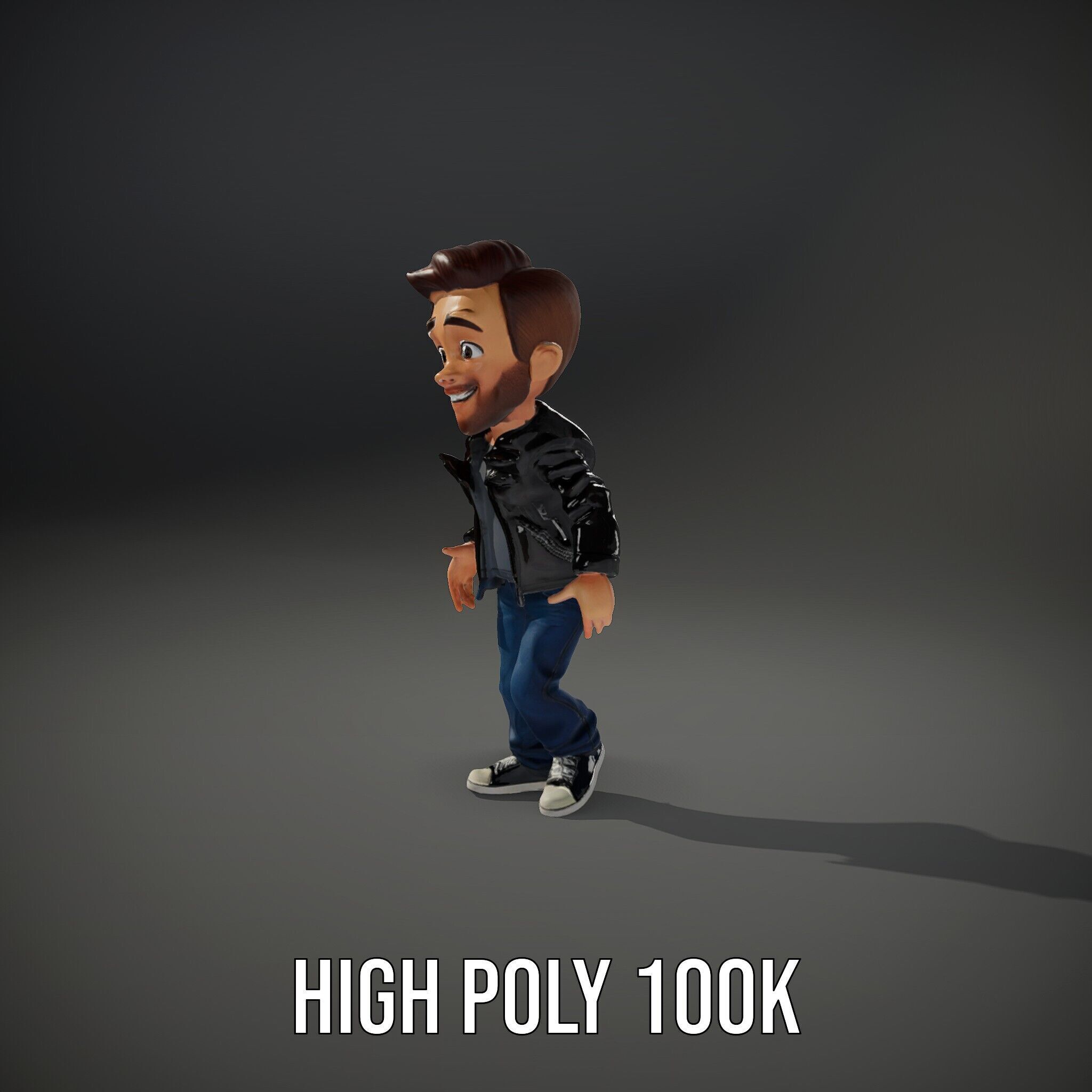 Energetic Leather Jacket Character Model Rigged and Animated Low-poly 3D model_9