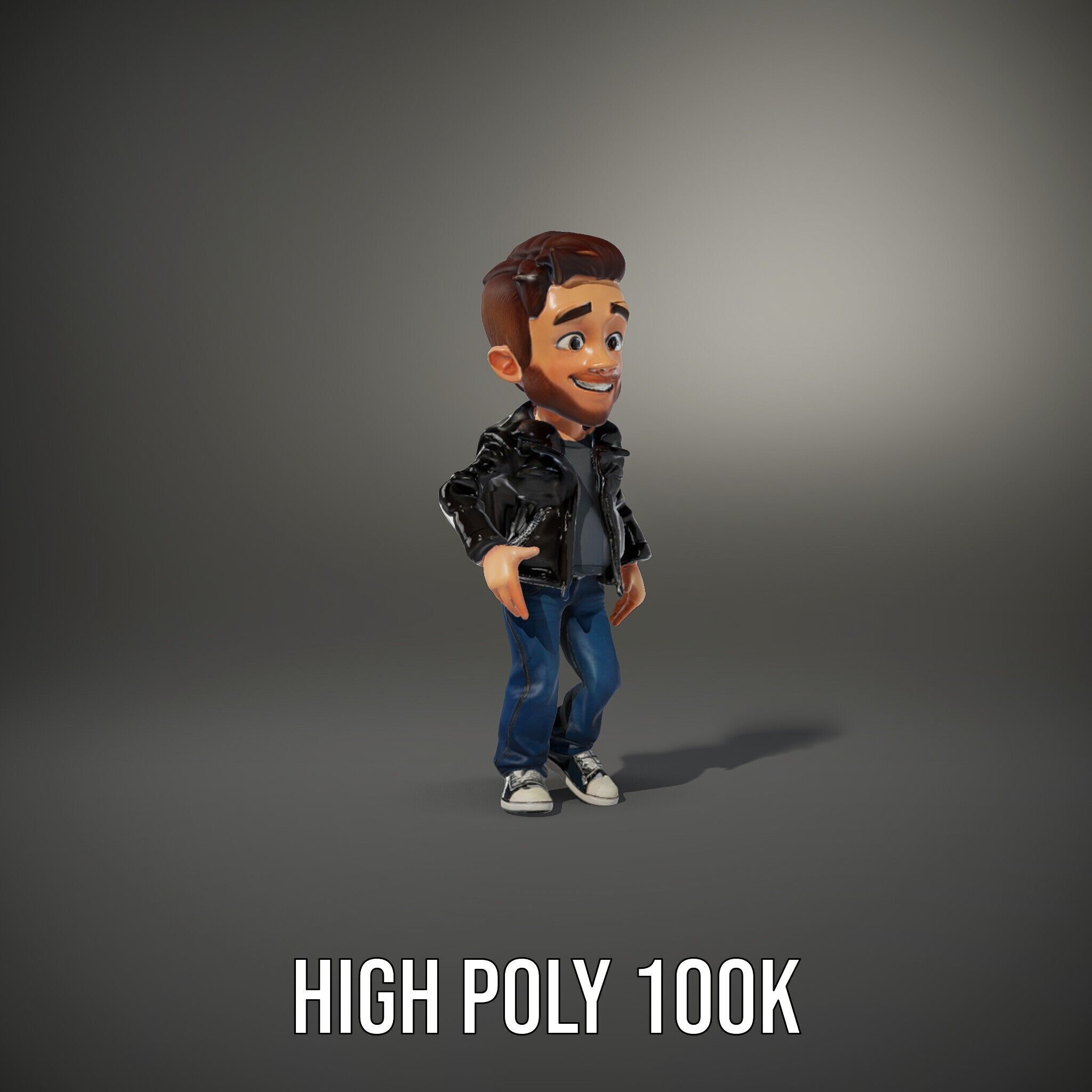 Energetic Leather Jacket Character Model Rigged and Animated Low-poly 3D model_13
