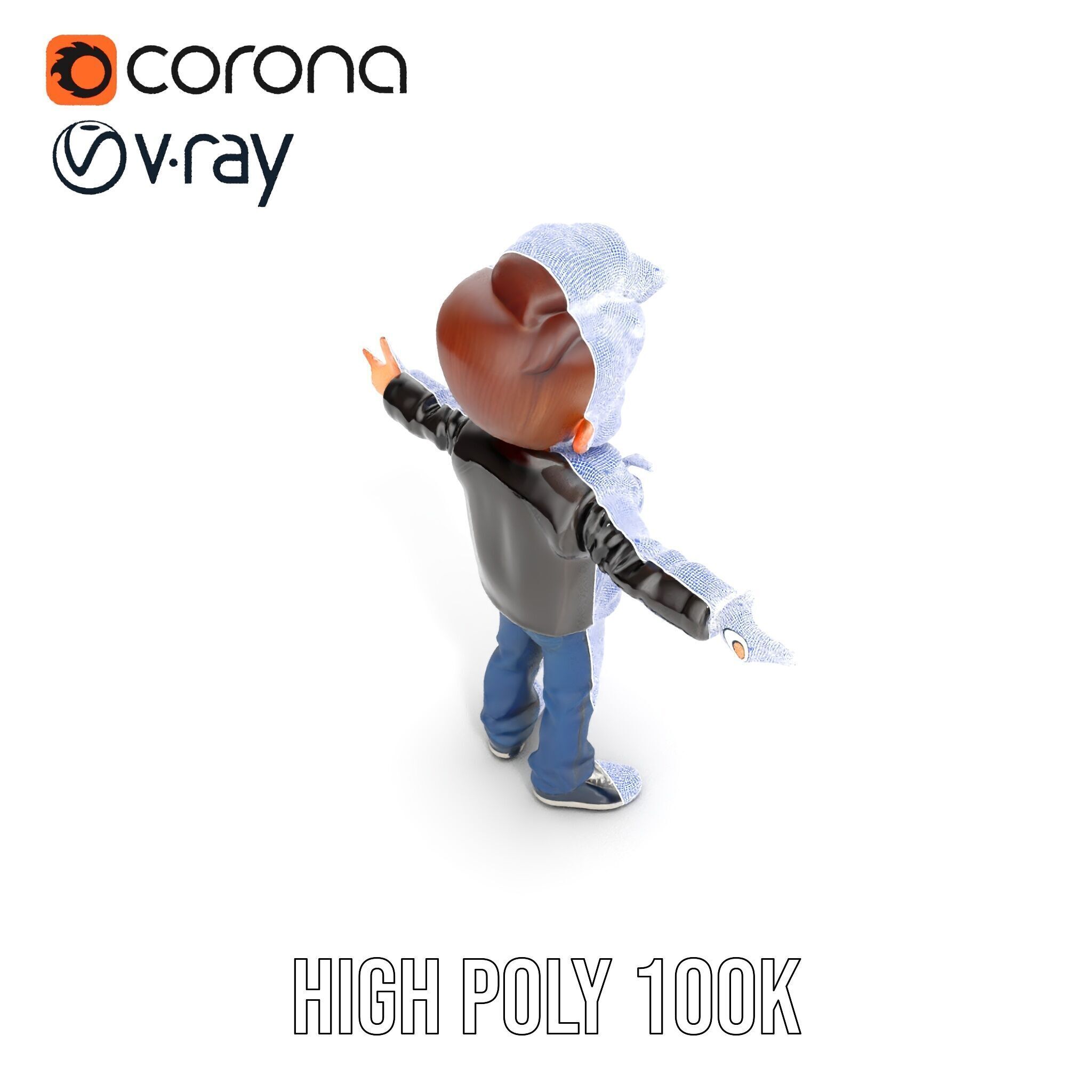 Energetic Leather Jacket Character Model Rigged and Animated Low-poly 3D model_32