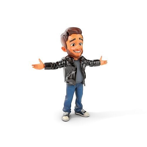 Energetic Leather Jacket Character Model Rigged and Animated Low-poly 3D model
