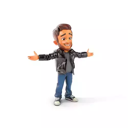 Energetic Leather Jacket Character Model Rigged and Animated