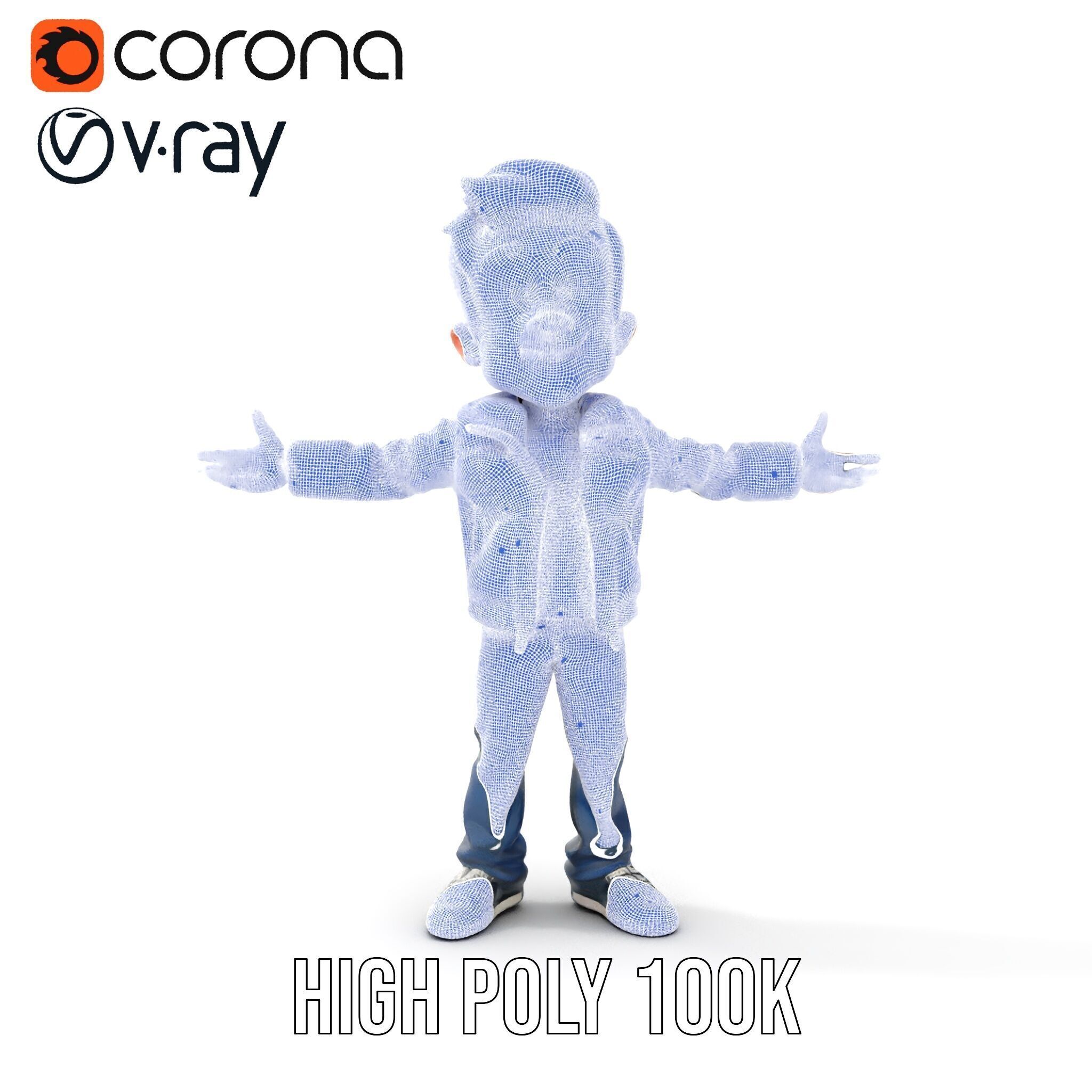 Energetic Leather Jacket Character Model Rigged and Animated Low-poly 3D model_27