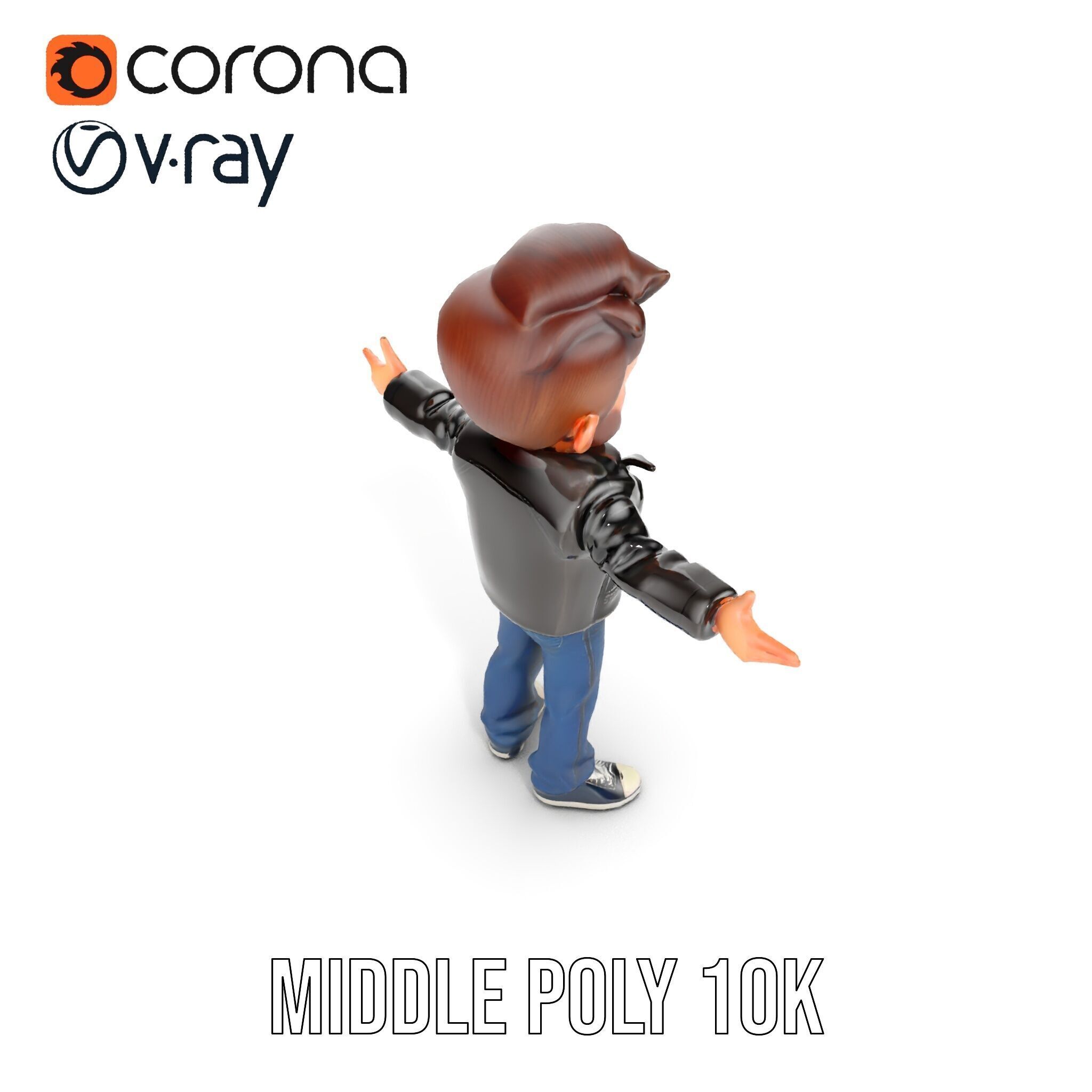 Energetic Leather Jacket Character Model Rigged and Animated Low-poly 3D model_14