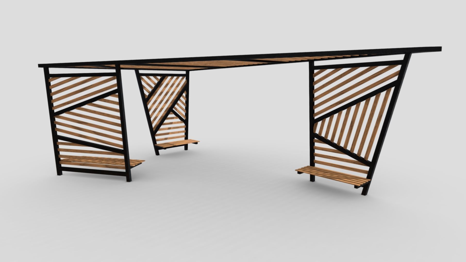 Outdoor seating Low-poly 3D model_5