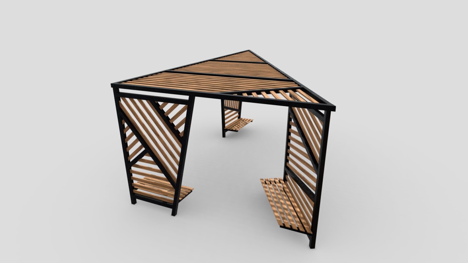 Outdoor seating Low-poly 3D model_3