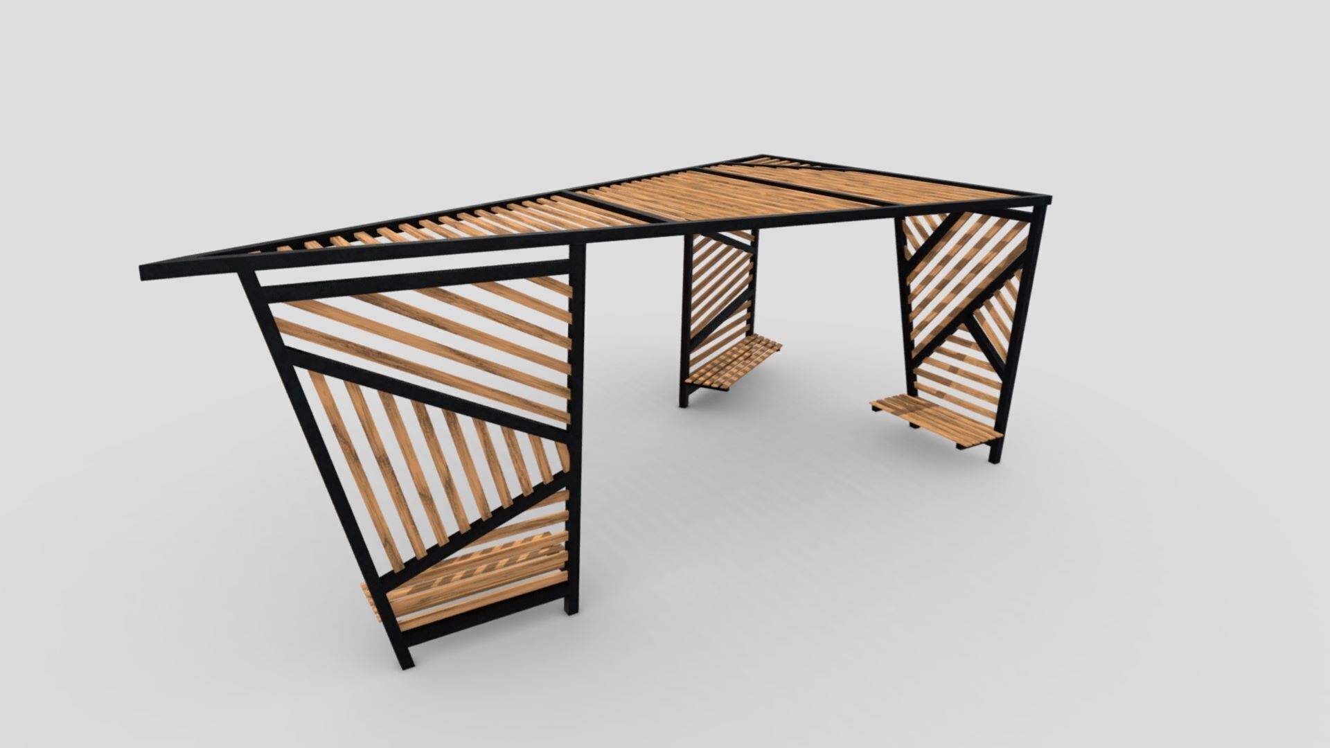 Outdoor seating Low-poly 3D model_2