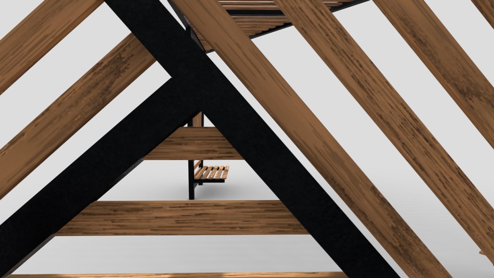 Outdoor seating Low-poly 3D model_9