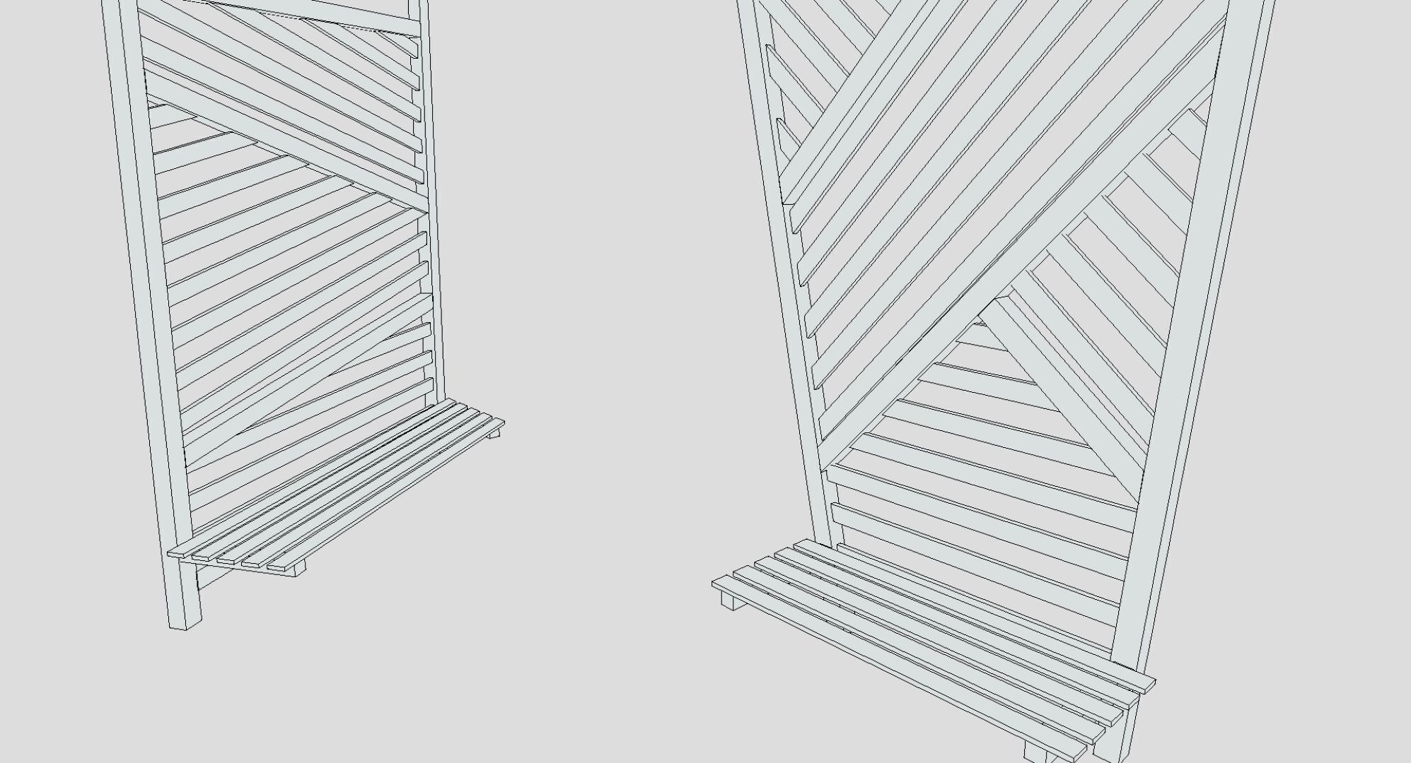 Outdoor seating Low-poly 3D model_12