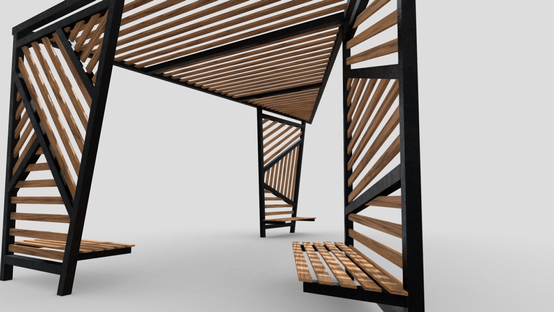 Outdoor seating Low-poly 3D model_8