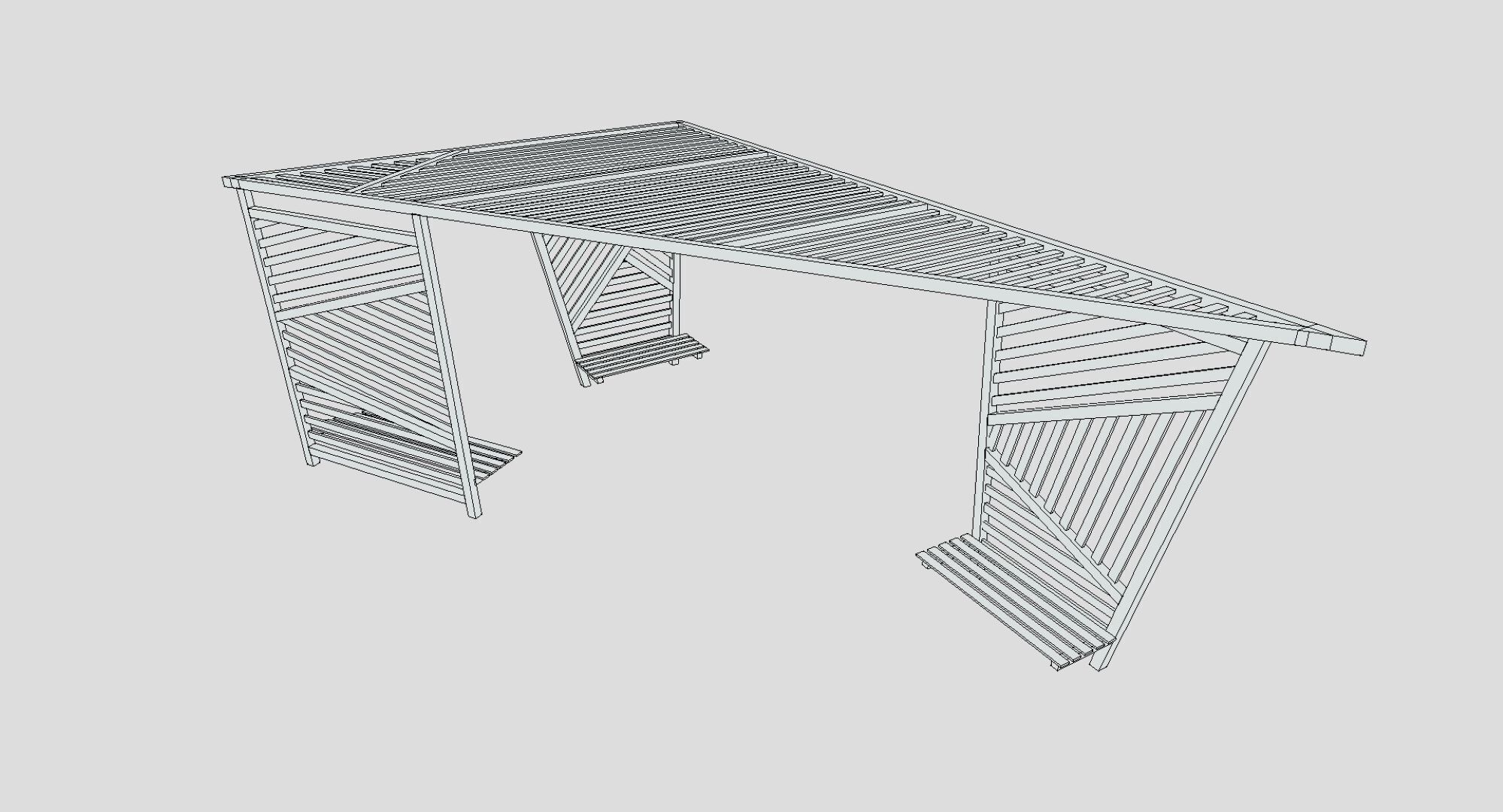 Outdoor seating Low-poly 3D model_10