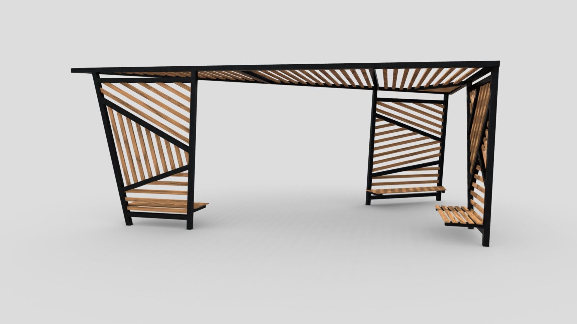 Outdoor seating Low-poly 3D model_6