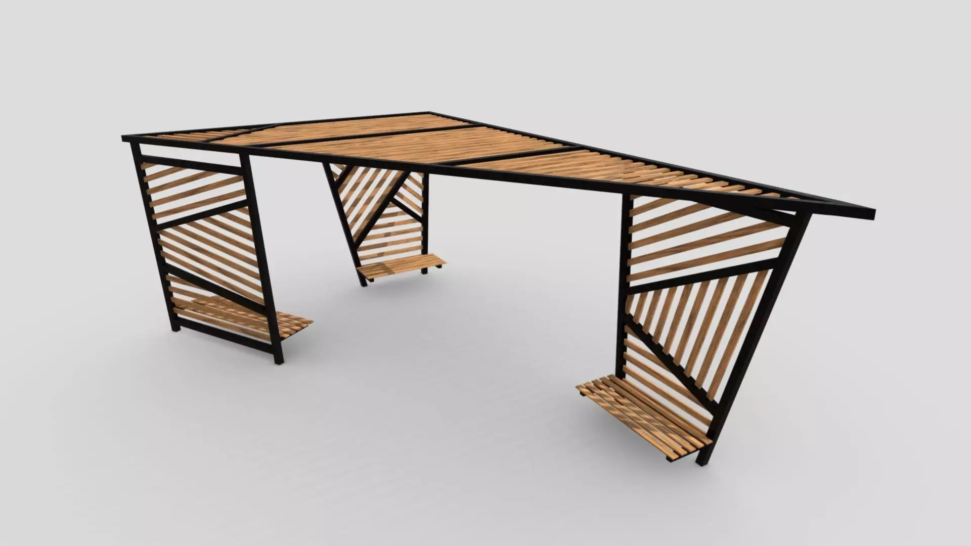 Outdoor seating Low-poly 3D model_0