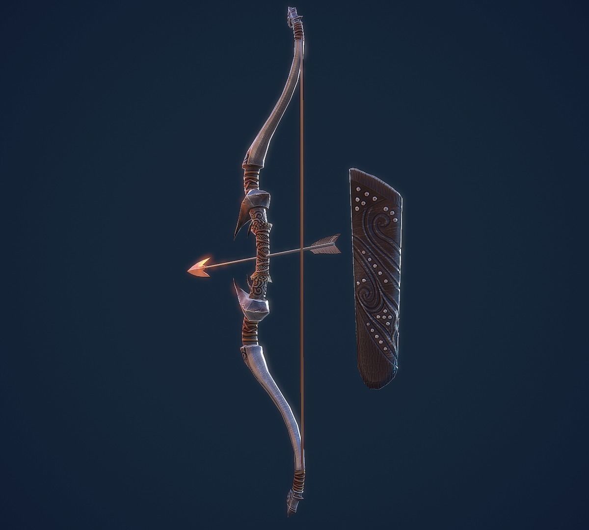 Bow and Arrow 3D LowPoly Game Model Weapon Game-Ready Bow Suit Low-poly 3D model_6