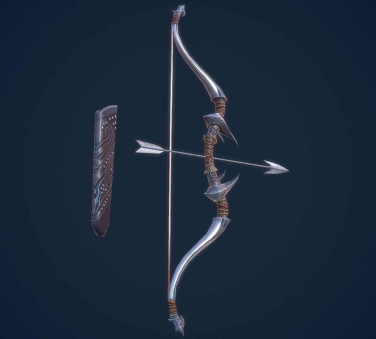 Bow and Arrow 3D LowPoly Game Model Weapon Game-Ready Bow Suit Low-poly 3D model_2