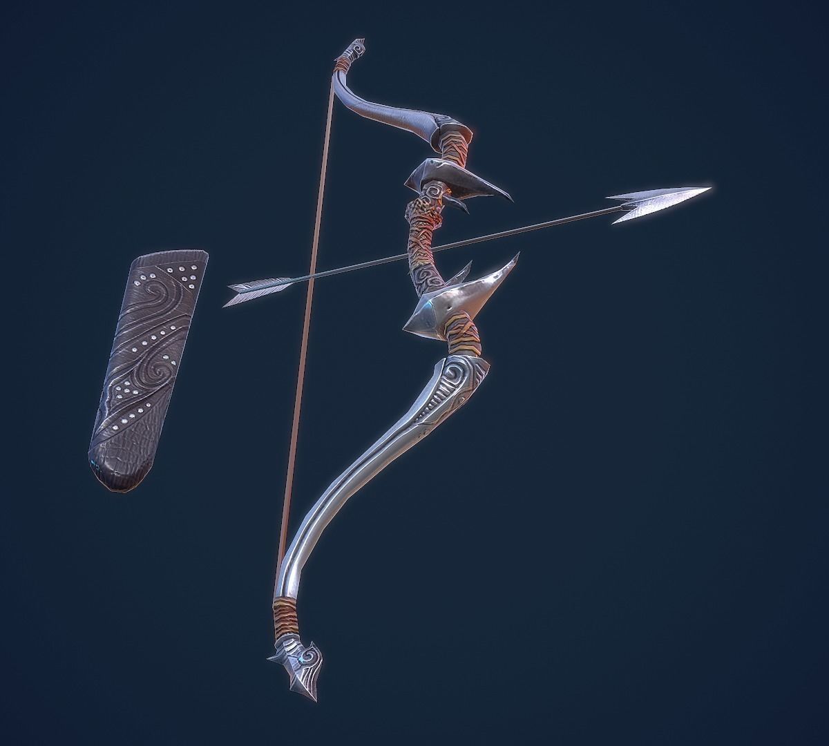 Bow and Arrow 3D LowPoly Game Model Weapon Game-Ready Bow Suit Low-poly 3D model_9