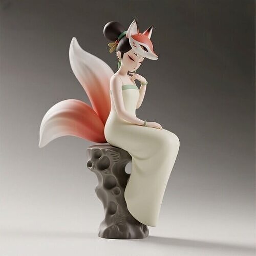 1057COLORFUL  Fox Spirit Woman in Pu Song Ling Style 3D print model