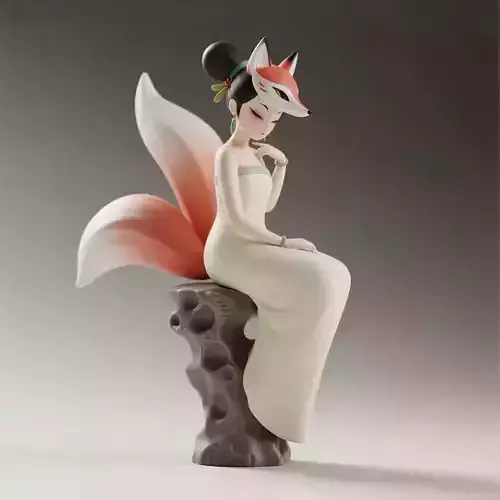1057COLORFUL  Fox Spirit Woman in Pu Song Ling Style
