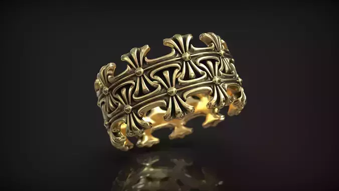 Maltese Cross Biker Style Gothic Ornament Band